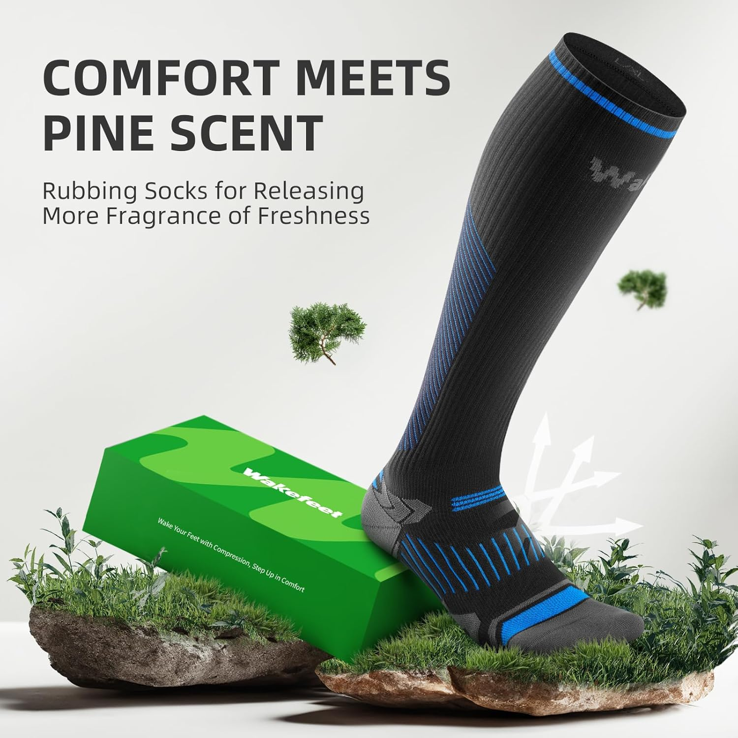 WAKEFEET Compression Socks Men Women 3 Pairs, Compression Socks 20-30 Mmhg for Sports, Running, Fitness Flight image number 1