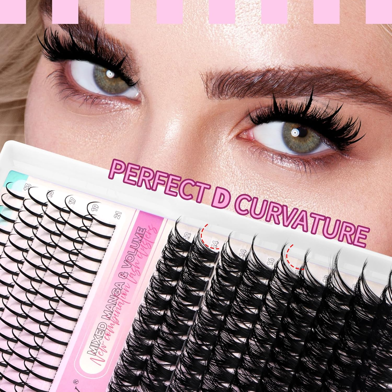 GEMERRY Lash Clusters with Spikes 80D Long 12-21Mm Cluster Eyelash Extensions DIY Wispy Natural Lashes Spiky Individual Mink Eyelashes(80D)