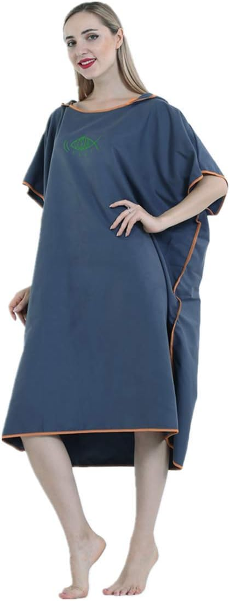 X-Labor Unisex Bath Poncho Beach Towel Microfibre Quick Drying Bathrobe Poncho with Hood Shower Towel Swimming Surfing Beach Diving Bath Resort, A-Dark Blue, One Size - A-Black image number 3