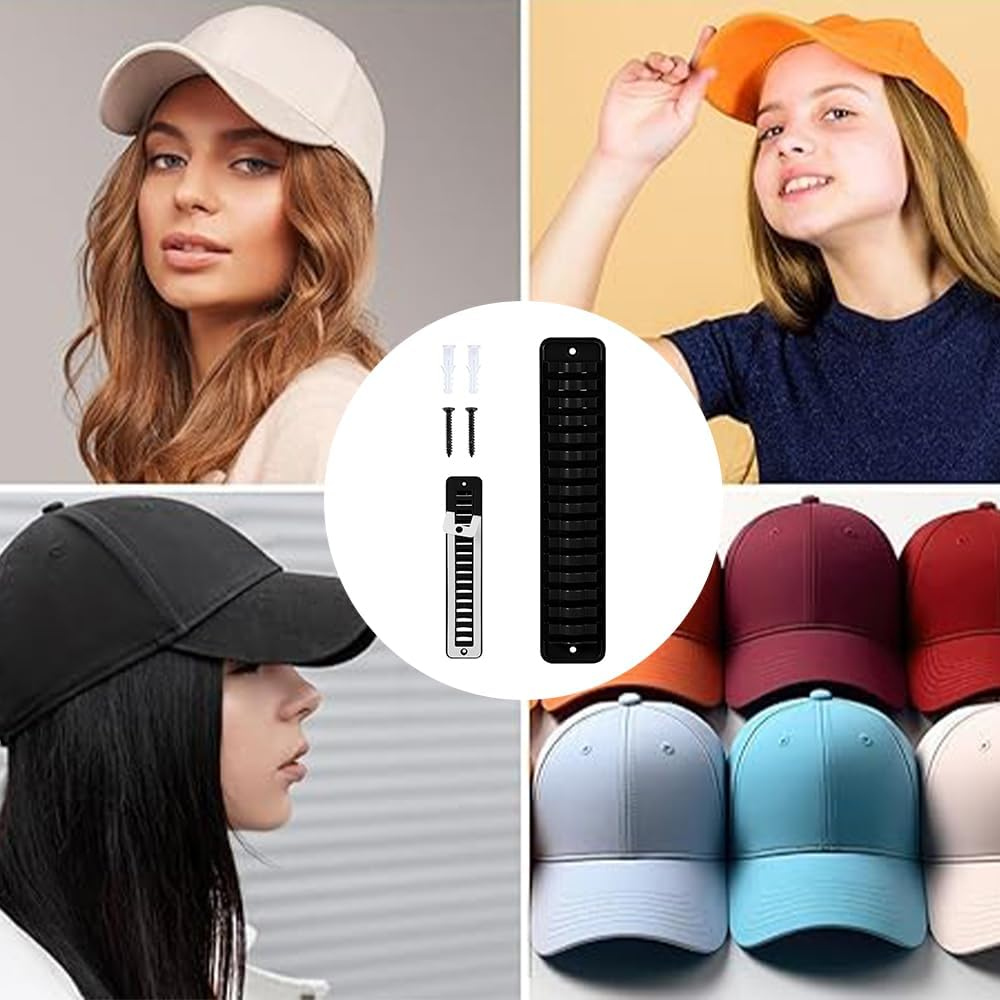 1PCS Hat Organizer for Baseball Caps, Baseball Cap Organizer, Hat Storage Display Hat Hanger Adhesive/Wall Drilled for Door, Bedroom, Closet Adhesive Hat Organizer Hooks Holder (White) image number 3