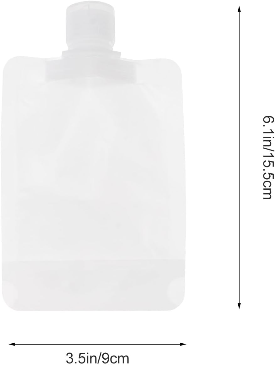 GALPADA 12Pcs 100ML Leakproof Travel Lotion Pouches with Flip Cap, Portable Refillable Squeezable Cosmetic Containers for Toiletries and Shampoo, White Self-Standing Bags for Travel And image number 1