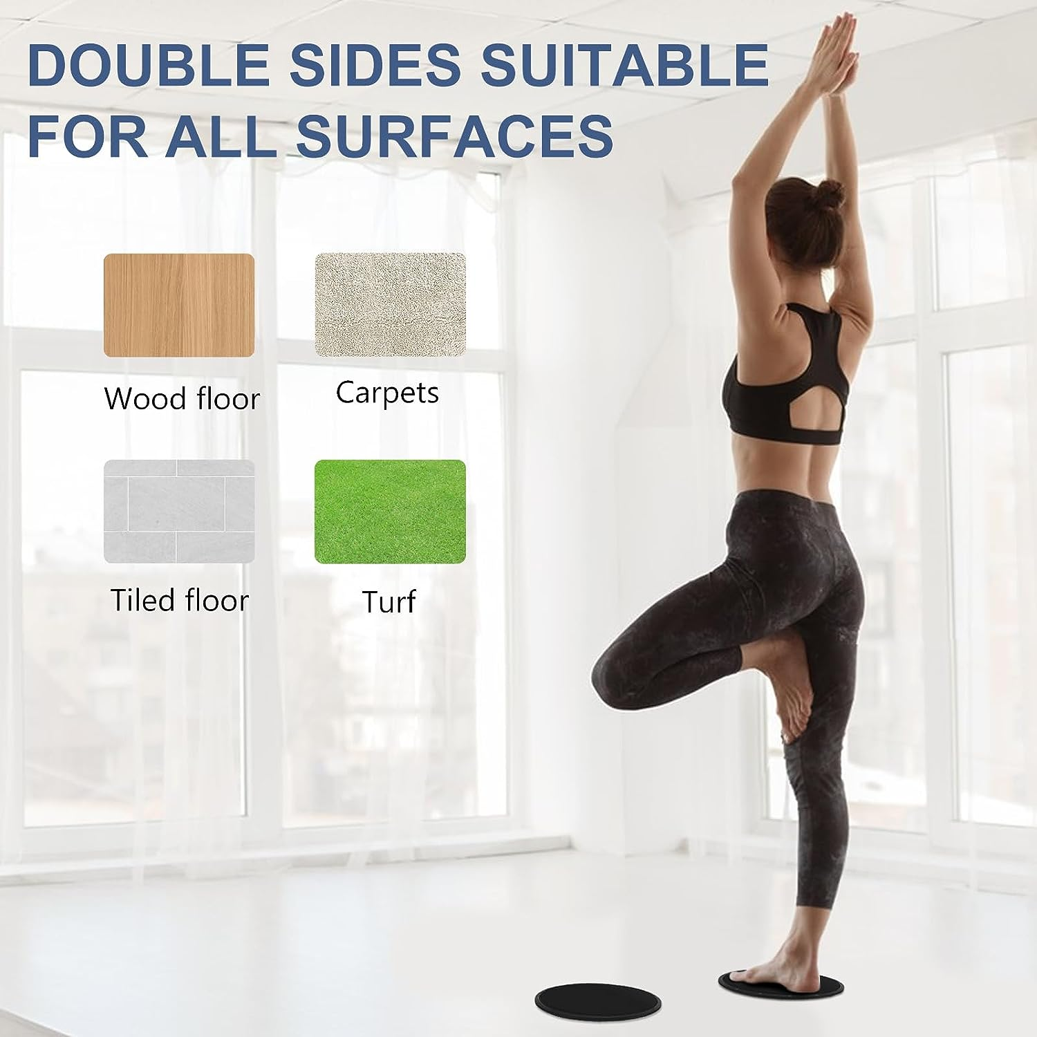 Gliding Discs Core Sliders Smooth Gliders Dual-Sided Design Core Exercise Sliders Use on Hardwood Floors, Workout Sliders Fitness Discs Abdominal & Total Body Gym-Exercise Equipment Set of 2 image number 3