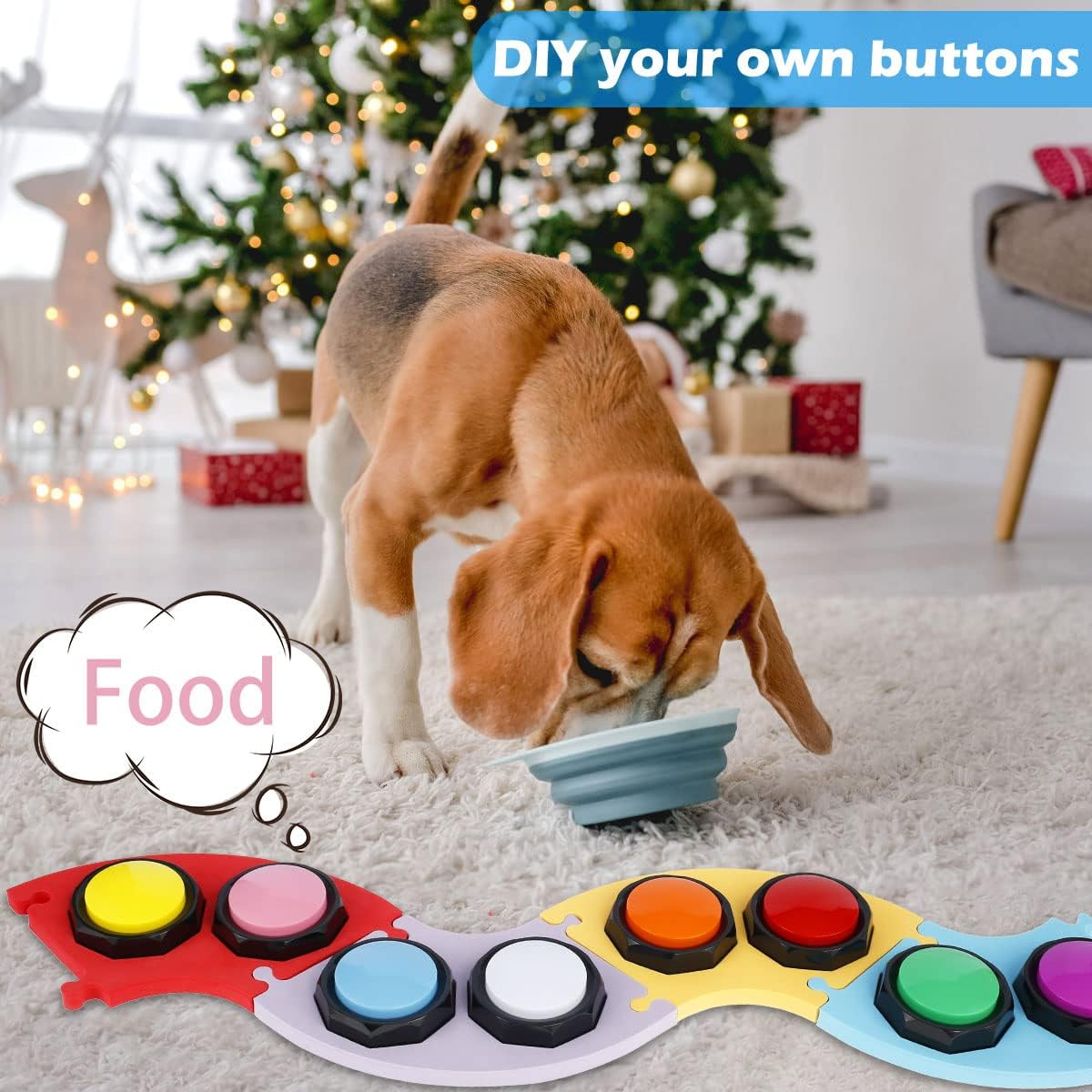 8Pcs Pet Training Buzzer Speech Training Buttons with EVA Mat Colorful Recordable Training Buzzers ABS Recordable Talking Button with Stickers for Dogs Cats