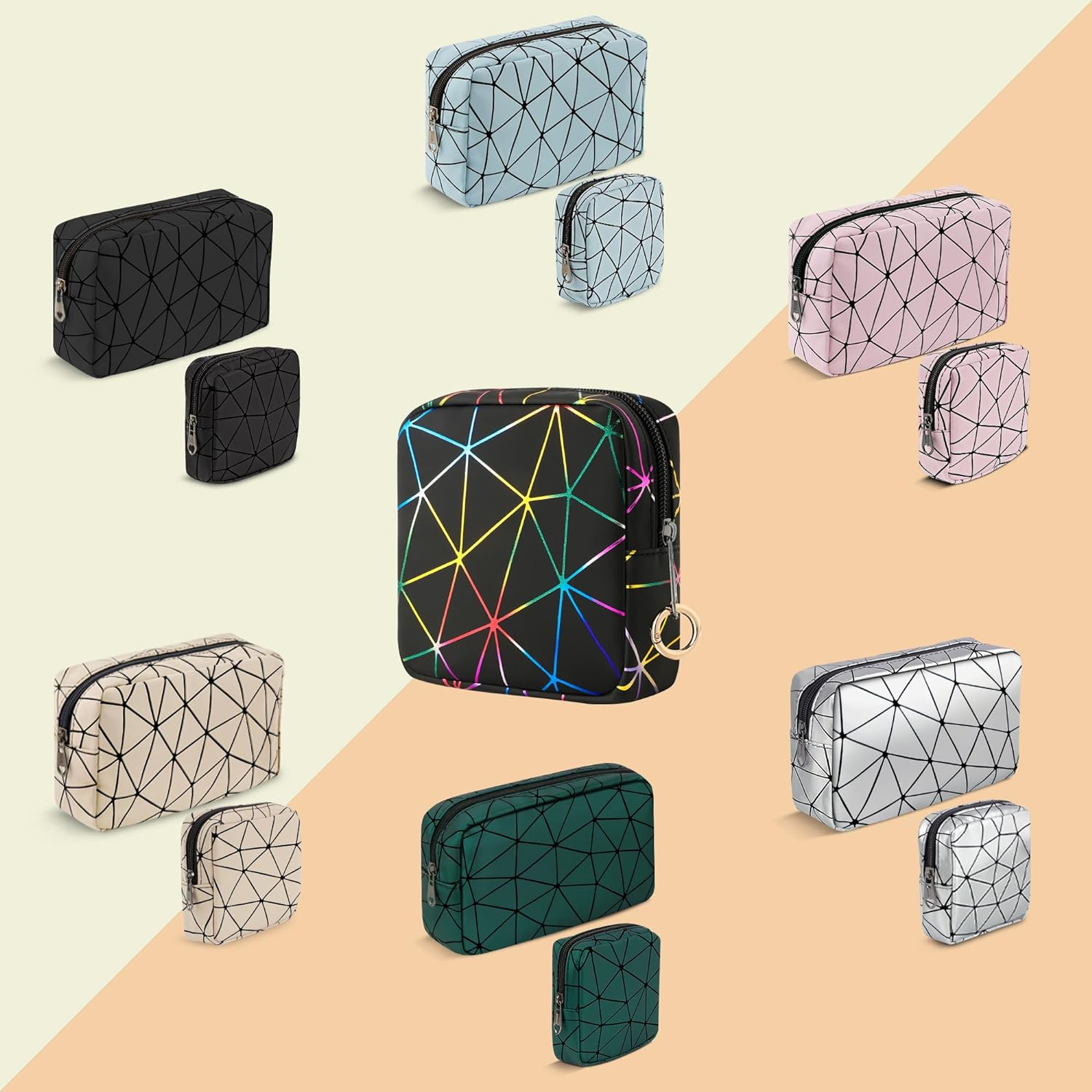 Period Bag for Teen Girls, Leather Sanitary Napkin Storage Bag, Portable Menstrual Pad Bag Period Pads Pouch, Small Make up Bags, Black, Small&Large, Fashions image number 6