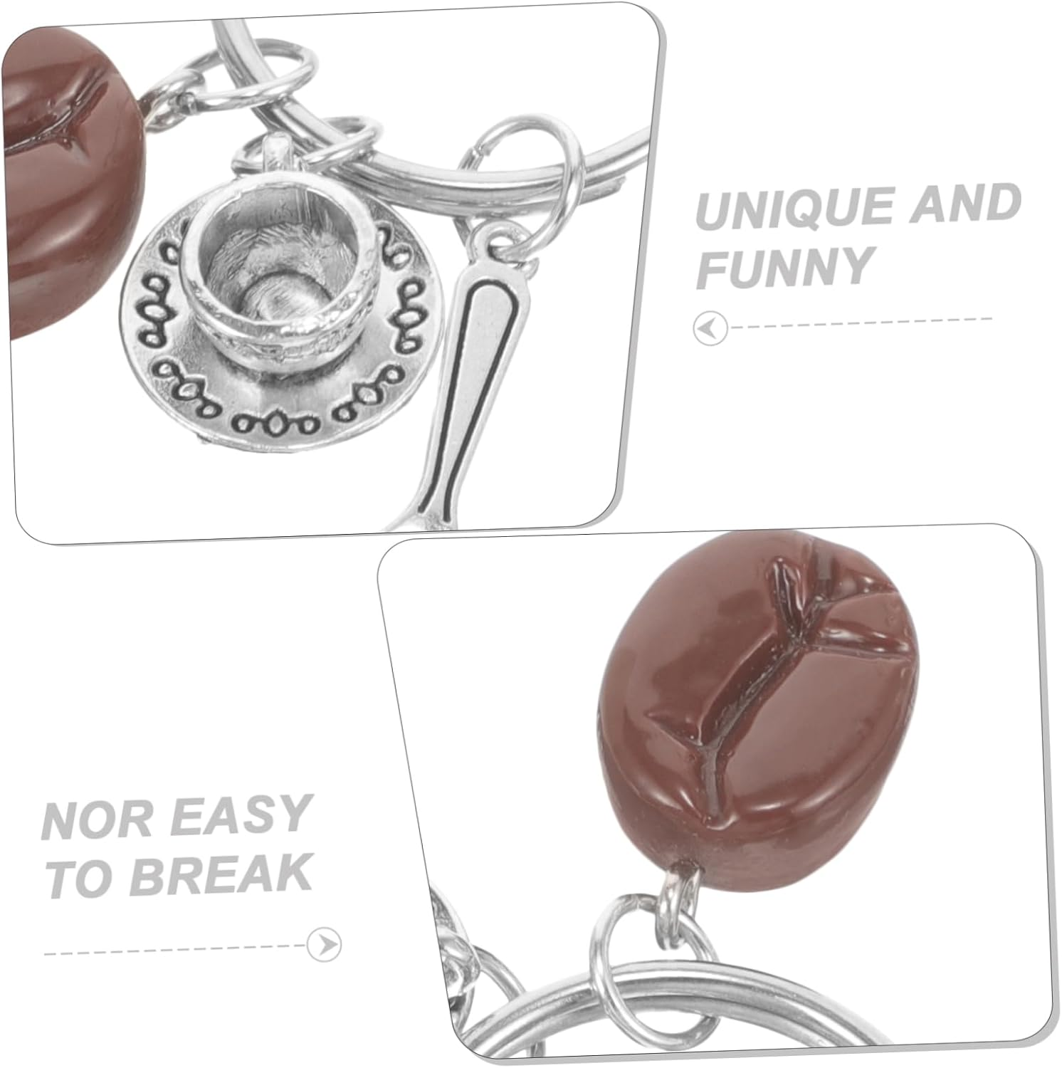 WESIEVYA Keychain Bag Hanging Key Ring Coffee Theme Key Ring Keychain for Car Phone Purse for Lovers image number 3