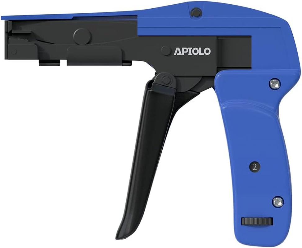 APIOLO Cable Tie Gun, Ergonomic Hand Operated Fastening Zip Tie Gun, Adjustable Tension, Blue, 6.29 Inches Length Fastening Cable Tie Tool