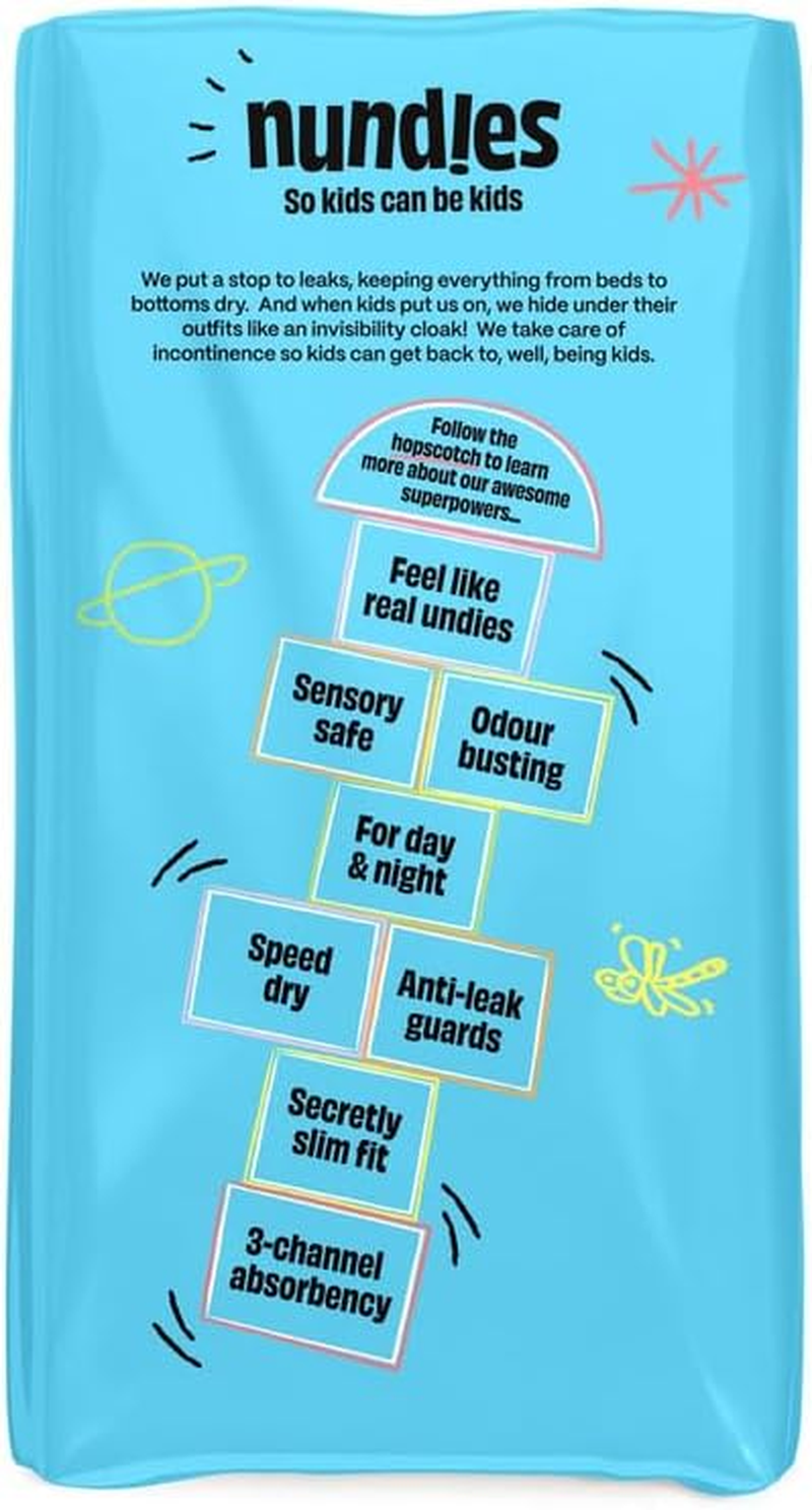 Nundies Youth Pants &ndash; Disposable Nappy Pants for Kids & Teens, Day & Night Leak Protection, Odour Control, Soft Slim Fit Underwear for Boys & Girls - Large (8&ndash;15 Years) - 12 Pack image number 1