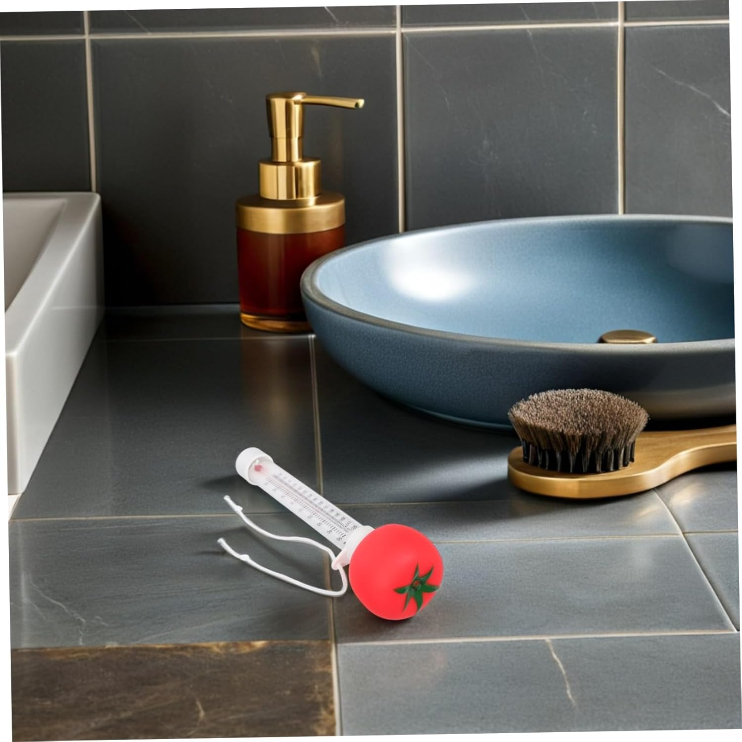 BESPORTBLE Tomato Floating Thermometer for Swimming Pools Large Display Easy Read Water Temperature Gauge for Baths Indoor Outdoor Spas Hot Tubs Ponds