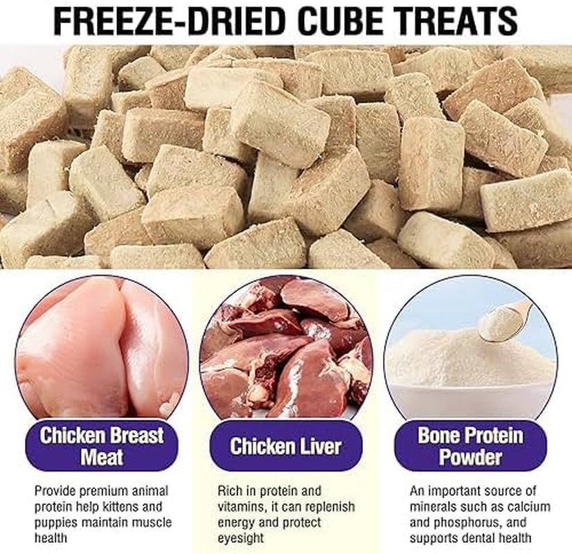 Freeze Dried Cat Dog Treats Chicken Liver 100G Dry Cubes Helathy Puppy Pet Training Reward Snack image number 3