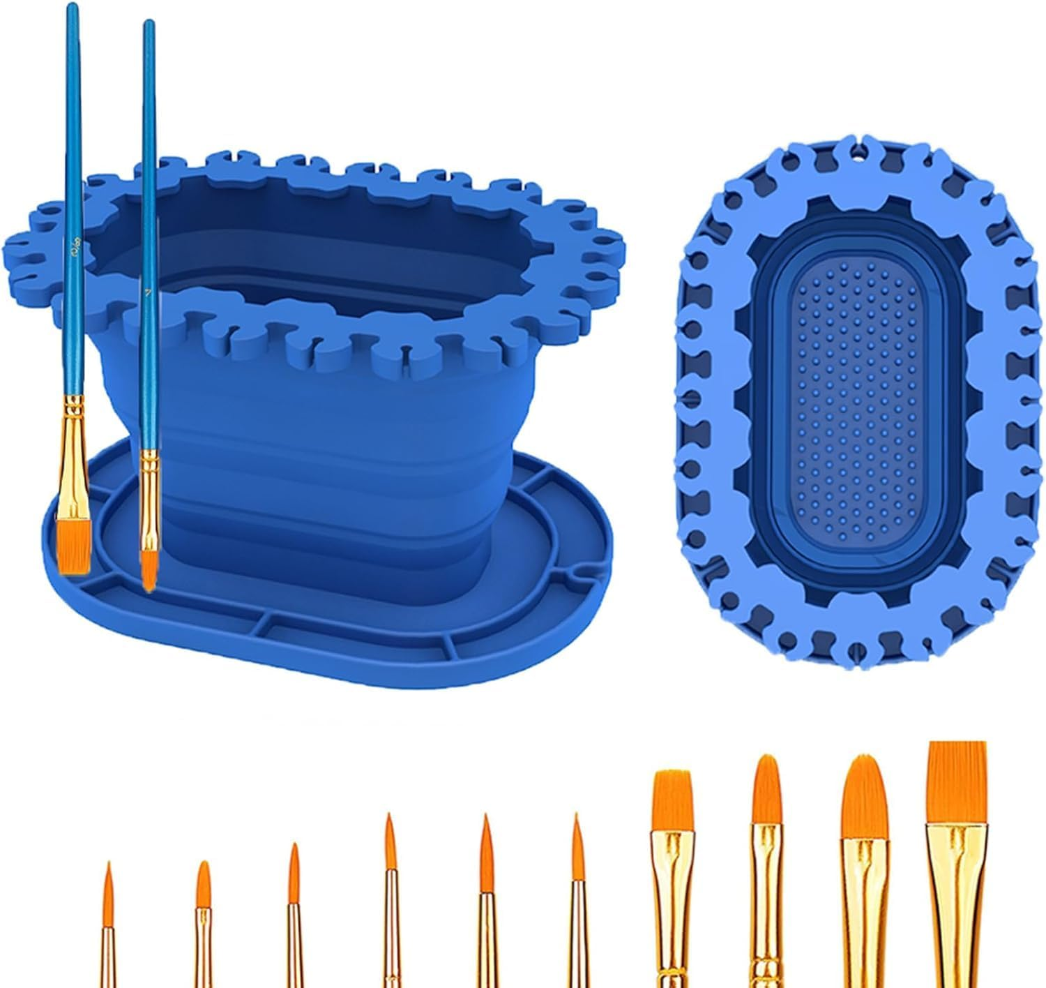 Paint Brush Cleaner Rinse Cup (All-In-One), Foldable Brushes Holder & Brush Cleaning Cup for Acrylic, Watercolor, and Water-Based Mediums, for Fine Art, Studio, Classroom (Blue) image number 4
