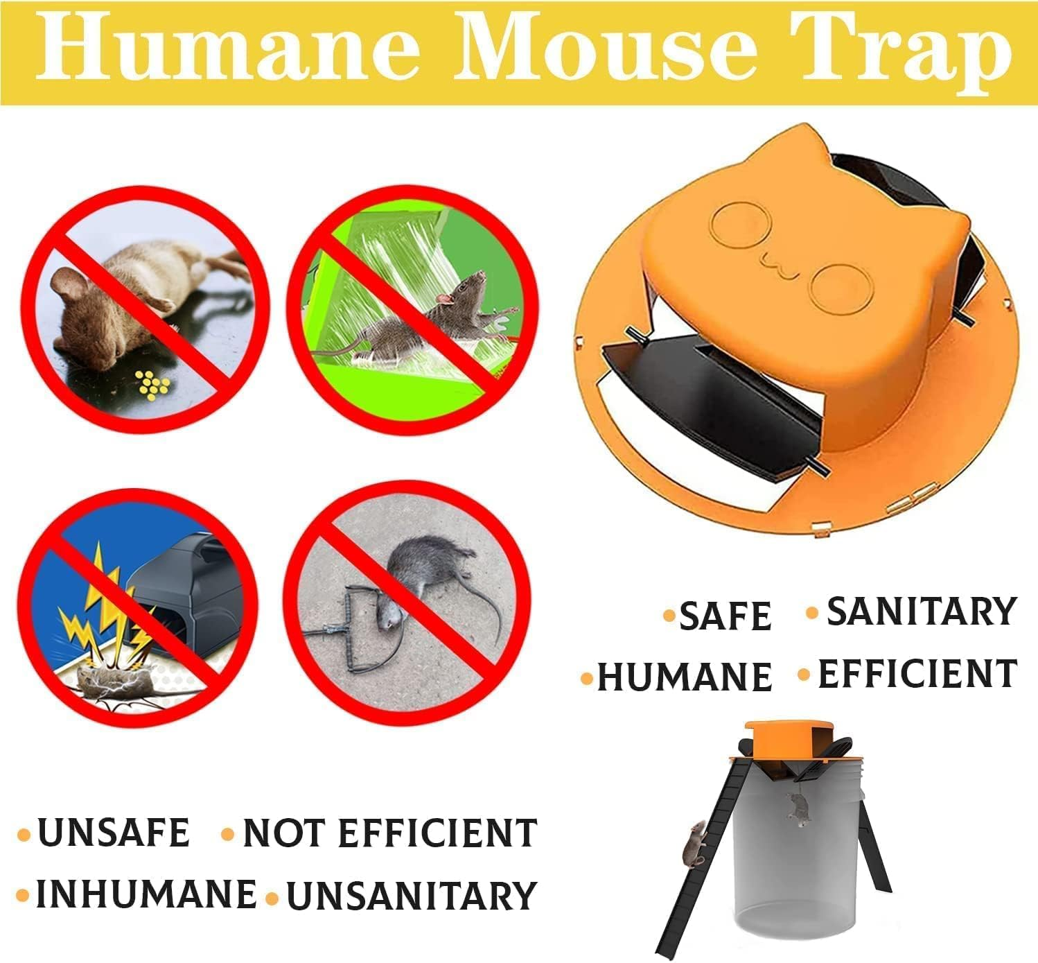 Mouse Trap Bucket Lid, Double Trap Door Style Bucket Mouse Traps Indoor Outdoor Humane Rat Trap, Chipmunk Trap, Mice Trap (1) image number 2