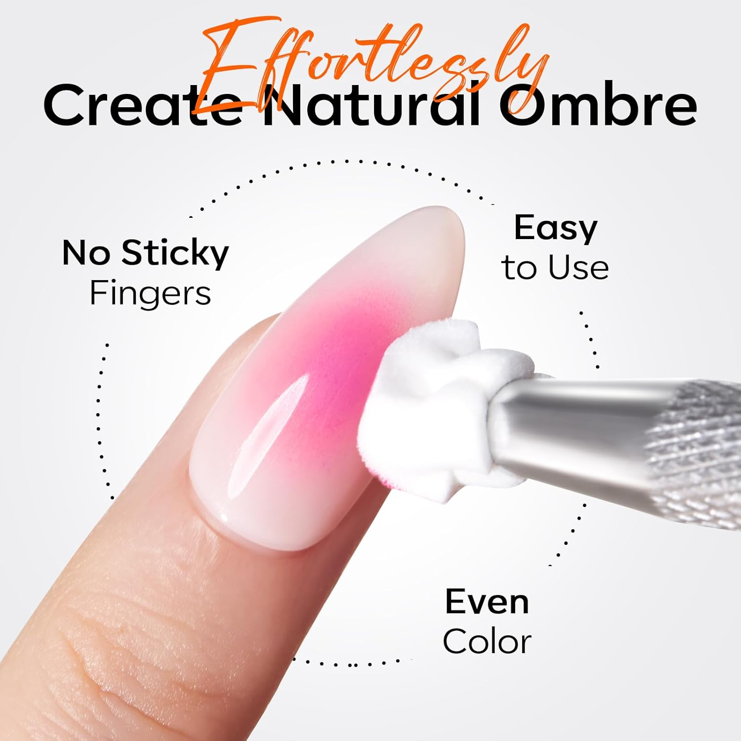 Modelones 150Pcs Nail Sponges for Ombre, Nail Art Sponge with Grabbing Pen Reusable Soft Sponges for Gradient Ombre Blush Chrome Design Effects Professional Nail Stuff Supplies DIY image number 1