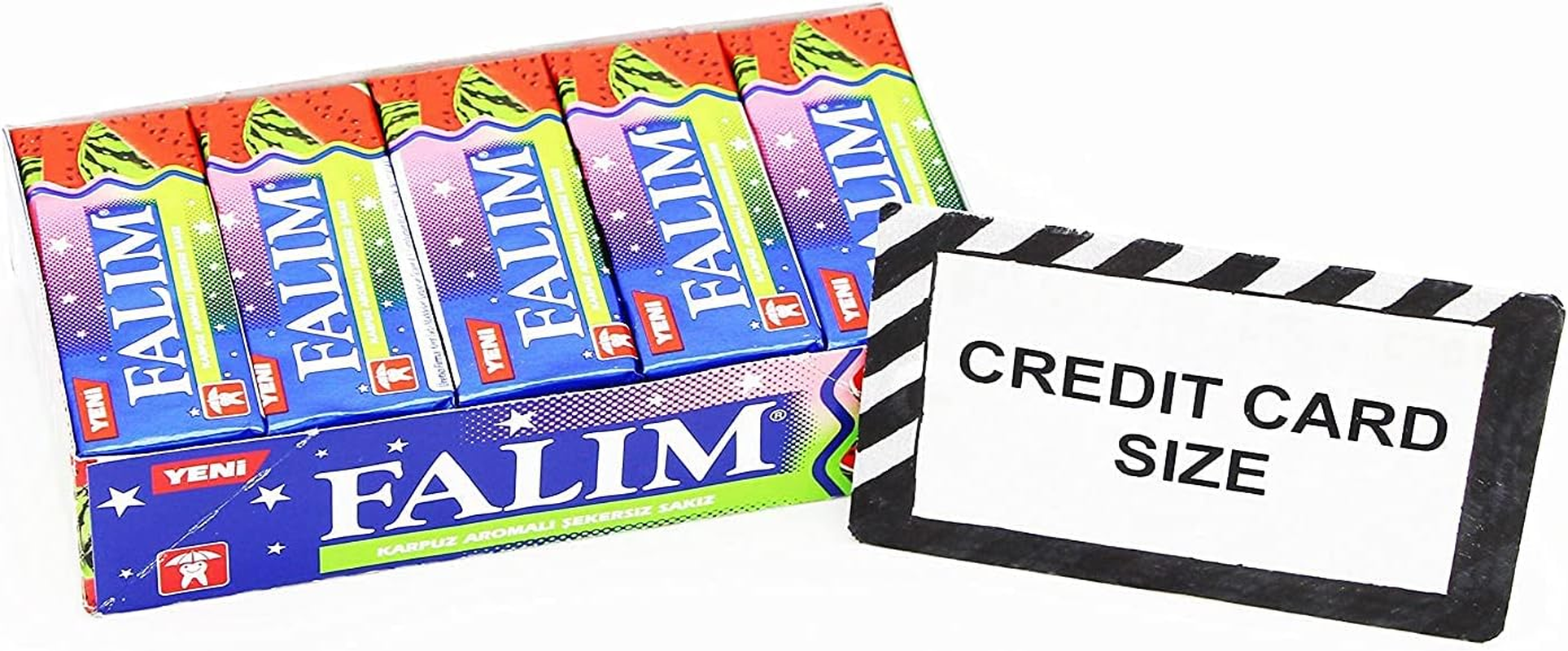 Falim Sugar Free Sugarless Chewing Gum - Total 100 Pieces - Pack of 5 X20 Pieces - Tooth Friendly - Certified Member of the University of Zurich Dental Friendly Association (1996) Watermelon Flavored image number 2