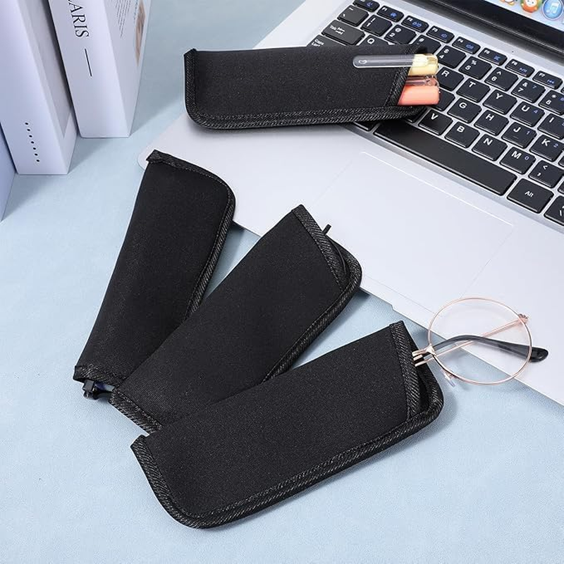 Soft Eyeglass Case 4 Pack Black Storage Glasses Pouch Holder, Fabric Spectacle Pouch Slip-In Eyeglass Pouch Travel Sunglasses Case Slip in Glasses Sleeve for Men & Women image number 4
