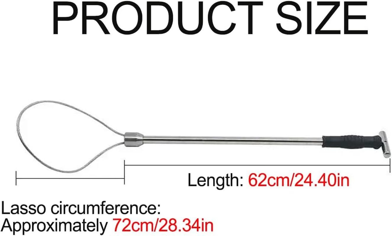 AIMALL Stainless Steel Pig Catcher Set with T-Handle Retractable Rod 28.34In Noose and 24.40In Pole Strong Wire Rope Restraint Tool for Hog Handling and Mouth Control image number 1