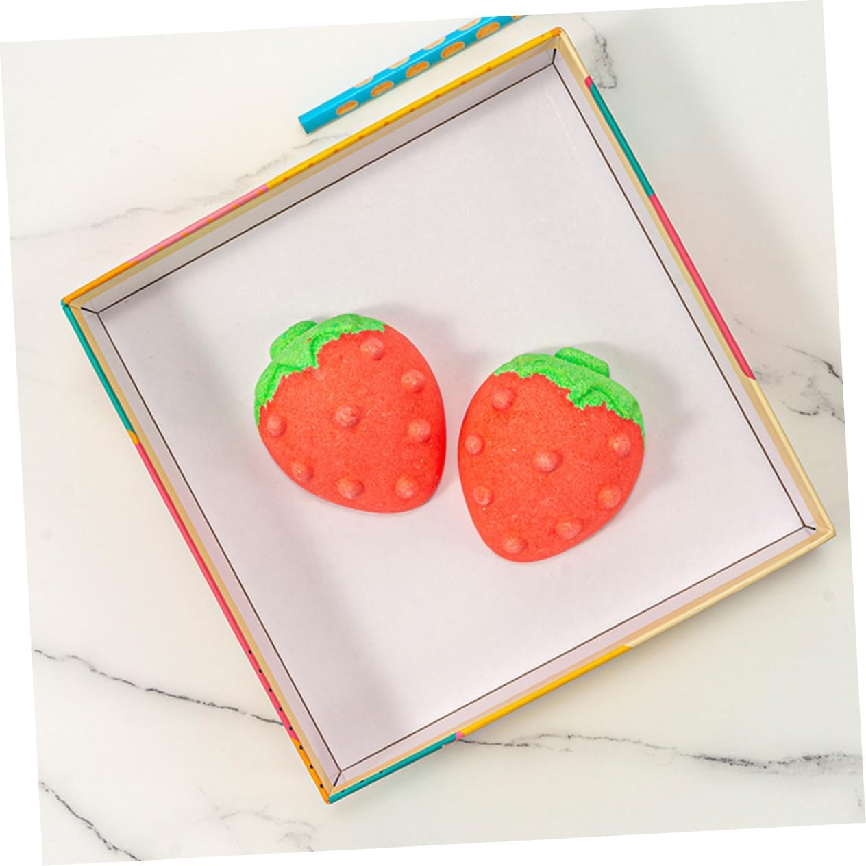 Anneome 4Pcs Bathing Bath Salt Bomb Bubble Making Strawberry Shape Boys and Girls Bubble Bath for Women Portable Spa Bomb image number 4