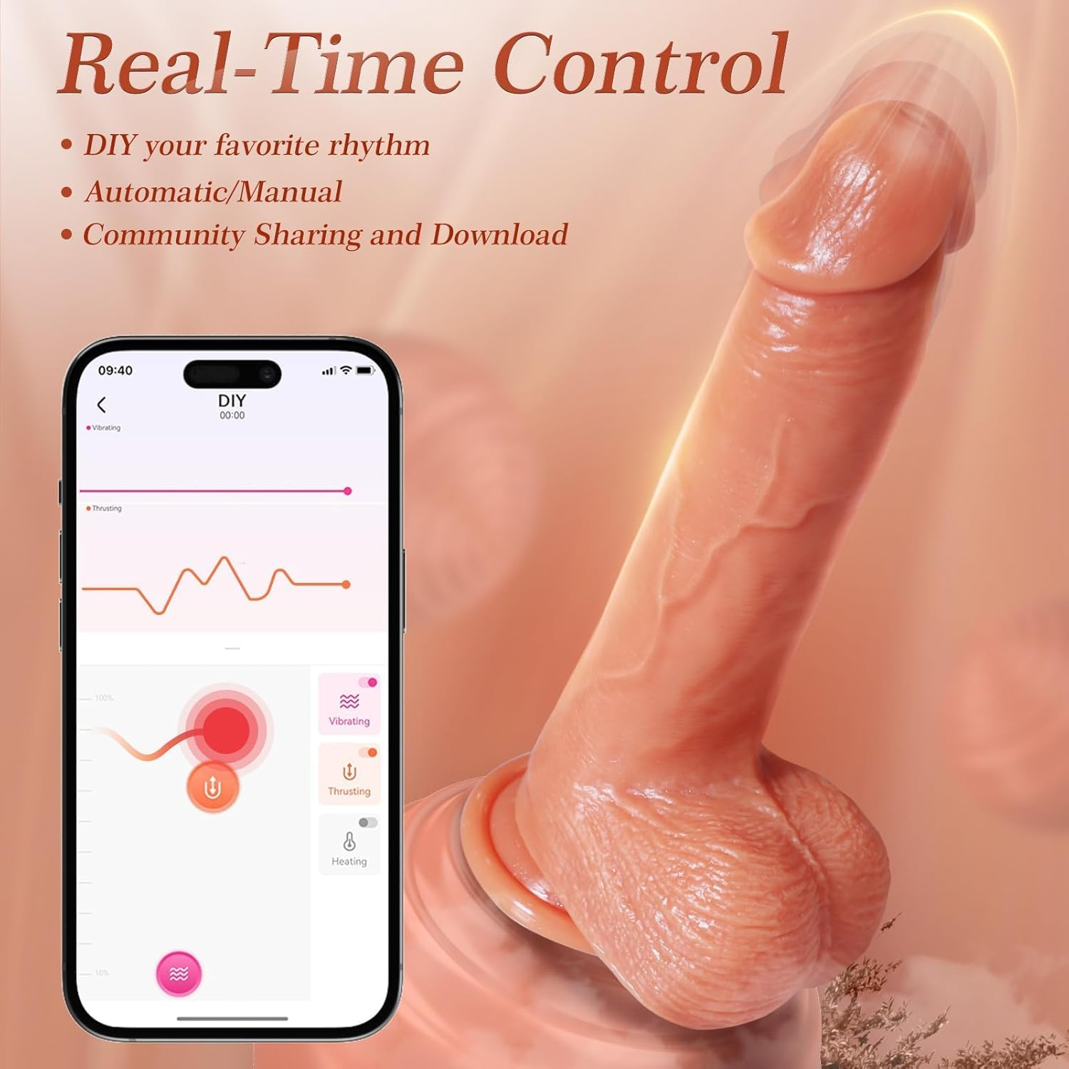 Dildo Thrusting Realistic Vibrator - Vibrators Female Toys for Fun，Silicone 21CM Suction Cup Fake Penis G-Spot Stimulator and Couple Pleasure with 5 & Vibrating Mode
