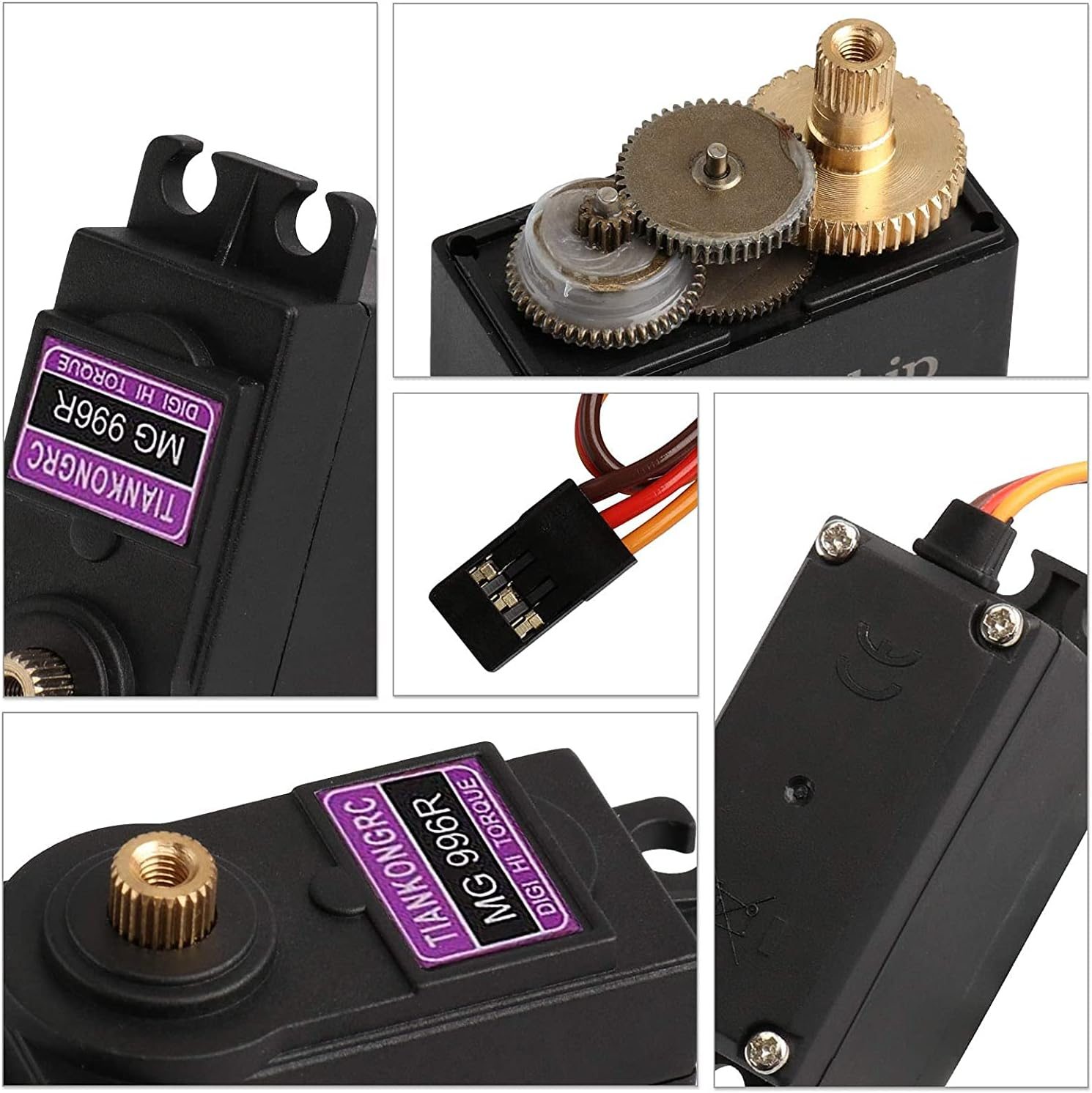 RC Servo MG996R Servo 2Pcs Metal Gear High Speed Torque Digital Servo Motor for RC Helicopter Airplane Car Boat Mechanical Arm Biped Robot Waterproof image number 3