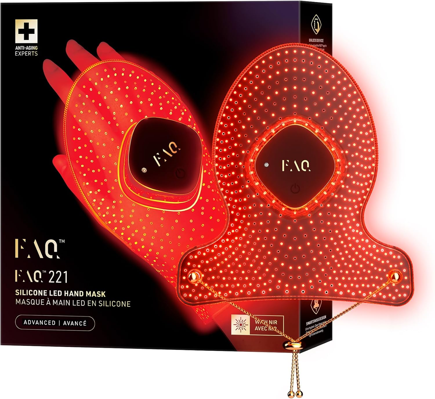 FAQ 221 Wearable Silicone Anti-Aging NIR + 7 LED Light Therapy Hand Mask - Luxury Skincare for Lines & Wrinkles - Wireless & Lightweight - Flexible-Fit & Full Coverage - Beauty Skin Care
