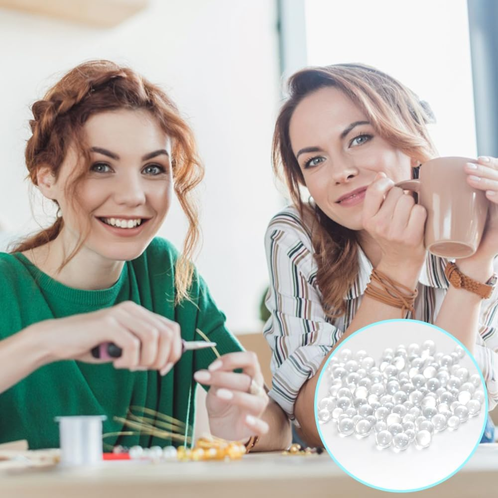 Sourceton 100 Pieces Quartz Pearl Balls Insert, Quartz Pearl Balls Beads for DIY Crafts Jewelry Making Supplies Home Decorations (Transparent,4Mm,6 Mm) image number 4