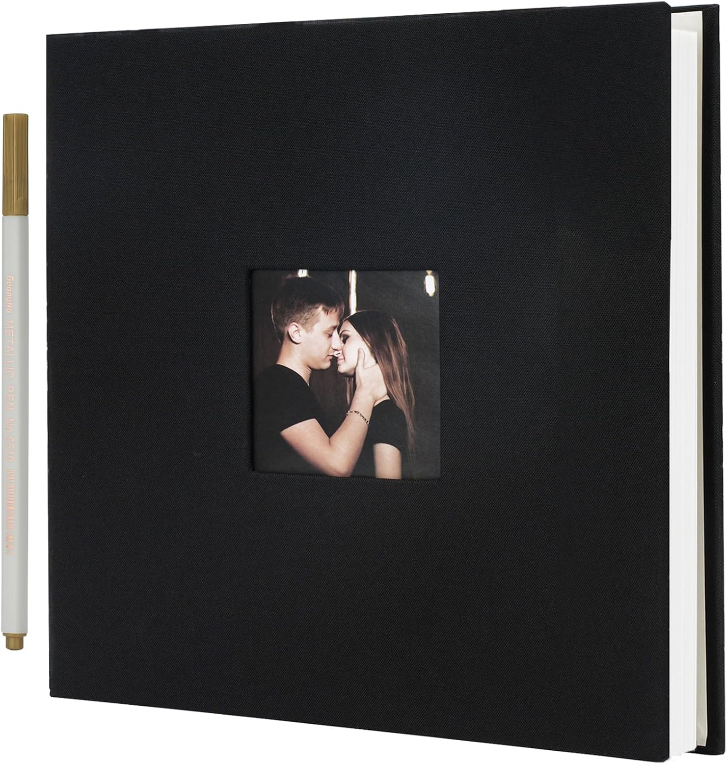 Large Photo Album Self Adhesive for 4X6 5X7 8X10 Pictures 60 Blank Pages,Diy Linen Scrapbook Album with 1 Metallic Pen (Classic, Grey, 11"X10.6" 60Pages)