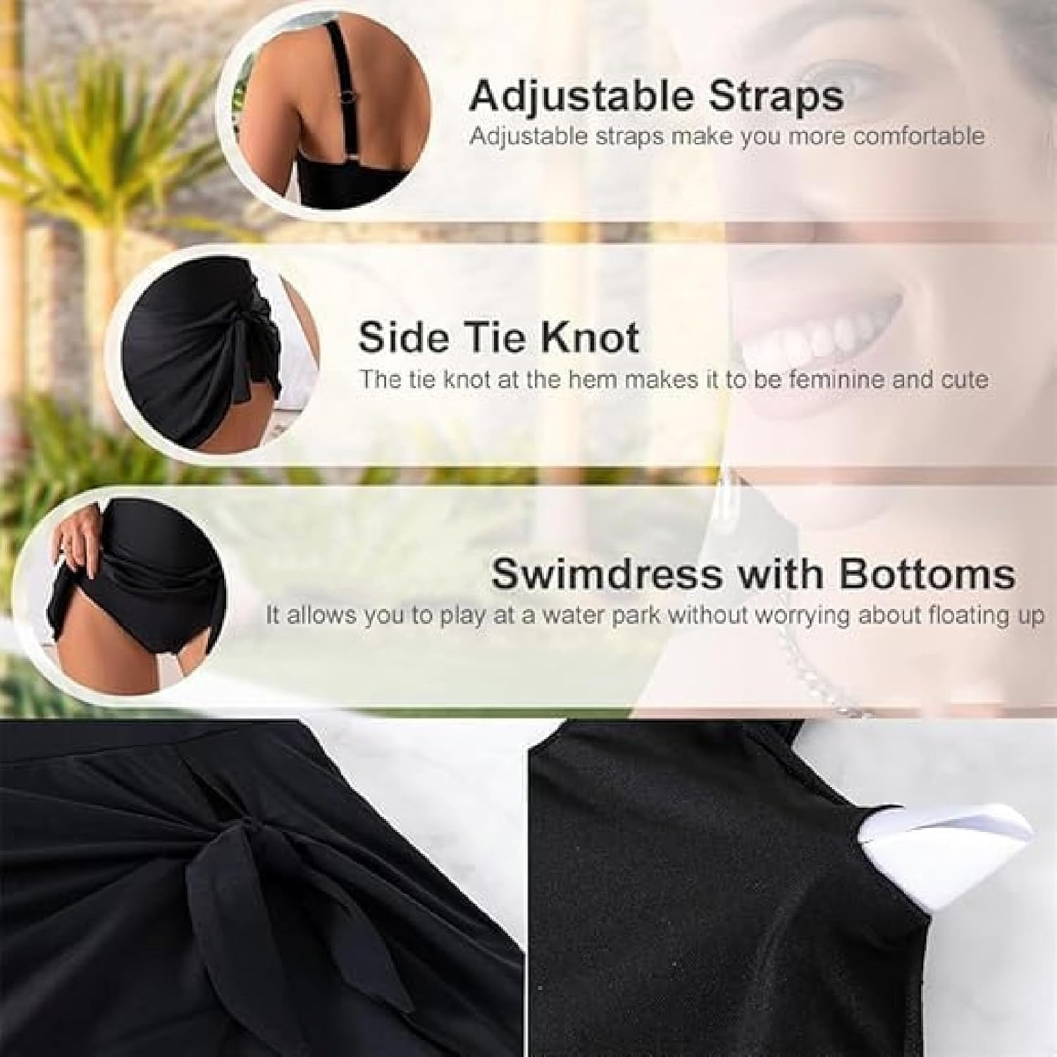 Outforeleso Swimsuit, Summer Seaside Trend Swimwear, Women'S Tummy Control Slim Fit plus Size Swimsuit image number 3