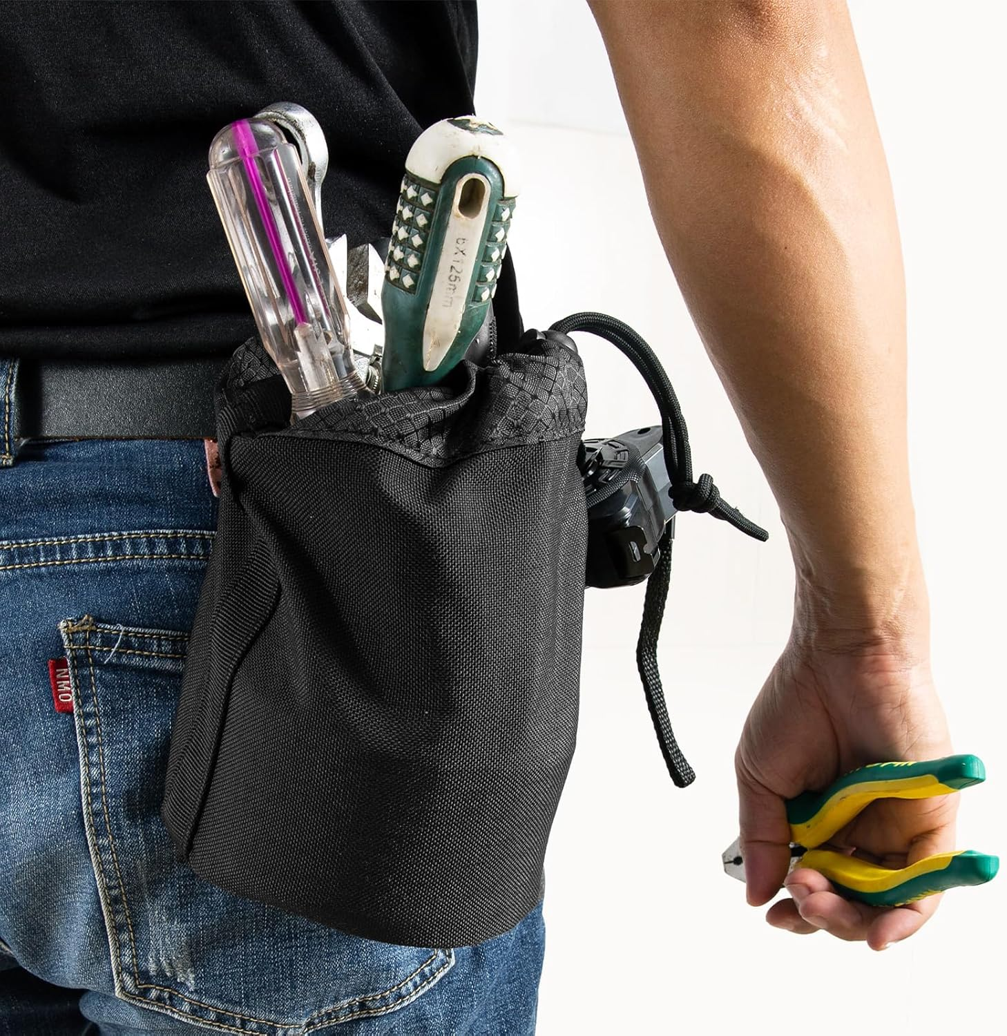 Clip-On Tool Belt Bag for Tools, Screws, and Nails - Great for an Electrician, HVAC Tech, Plumber, Carpenter, Contractor, Handy Man, and Any Tradesperson Who Wears a Small Utility Pouch image number 2
