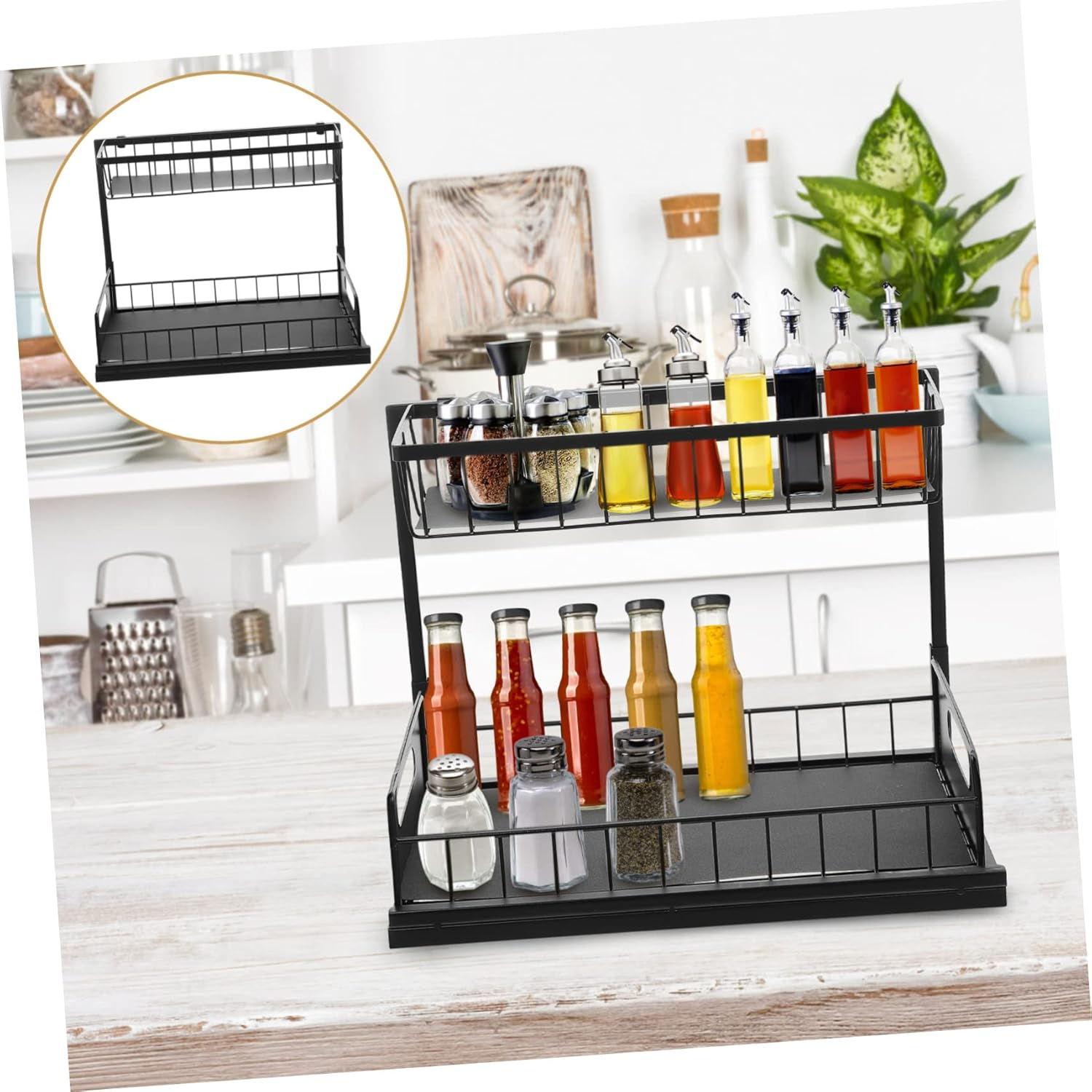 Pull Storage Rack Cabinet Rack Multi-Function Storage for Kitchen under Sink Spice Organizer Shelf for Spices Organiser in Home Kitchen Tool