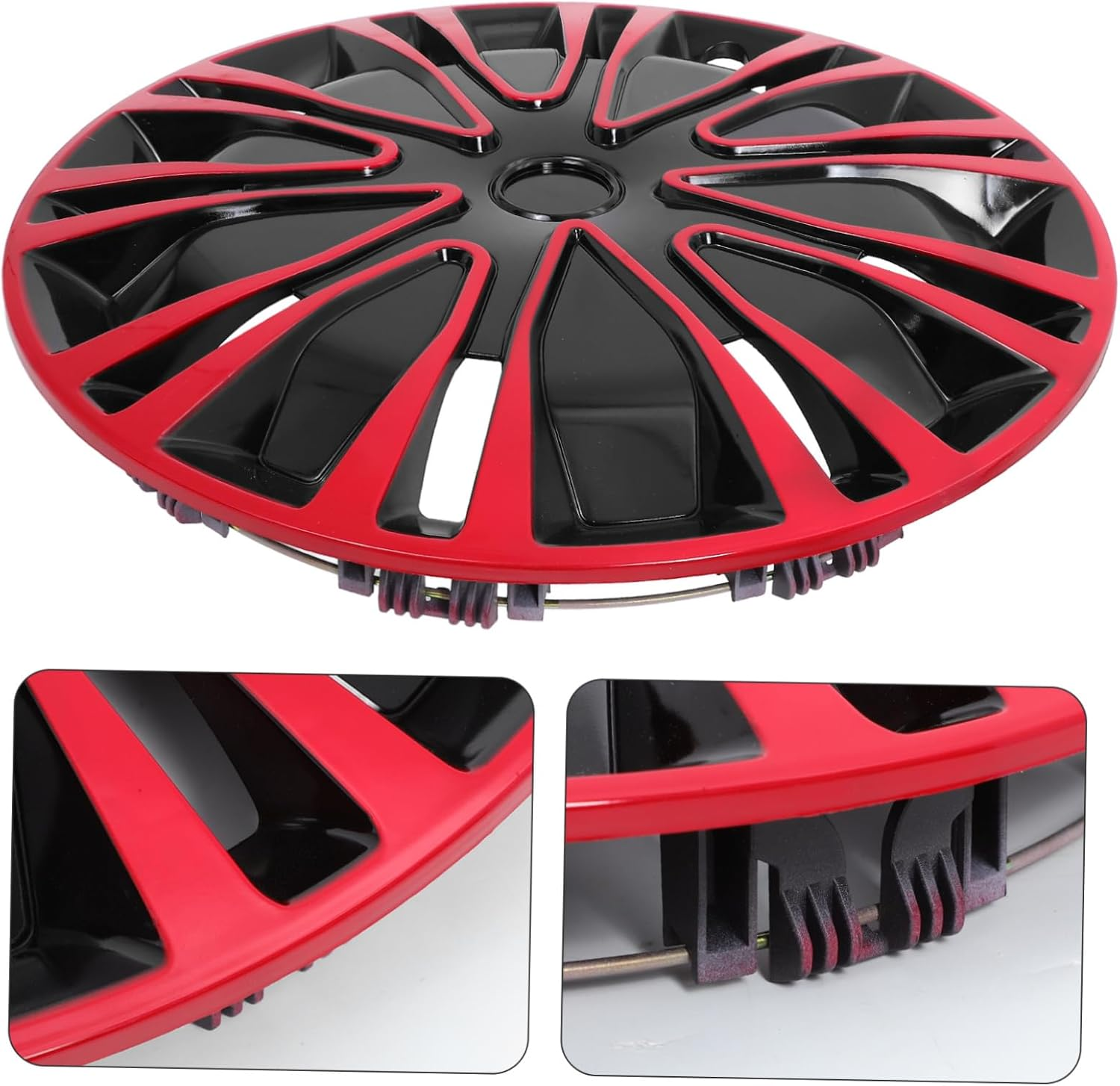GRIRIW 14-Inch Automotive Wheel Hub Covers Red Black, Universal Car Hubcaps for Vehicles, Decorative Dual-Color Wheel Caps Compatible Most Cars image number 3