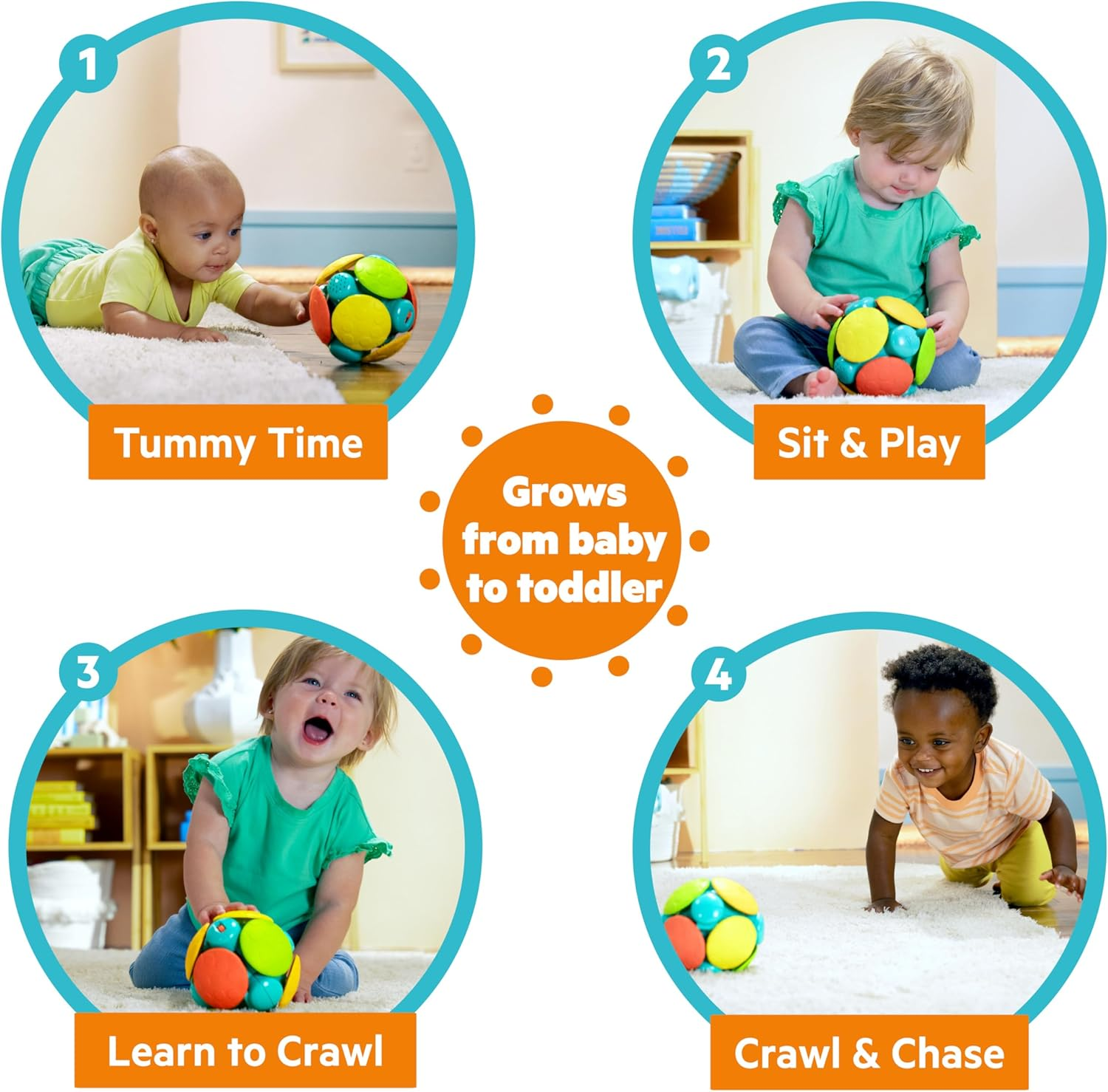 Bright Starts Wobble Bobble Activity Ball Toy, Ages 3 Months+ image number 6