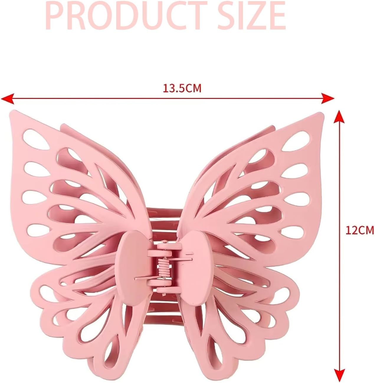 2 Pcs Large Butterfly Hair Clips, Pink and White Hollow Matte Butterfly Hair Claws Strong Hold Non-Slip Hair Accessories for Thick Thin Hair Barrettes for Women(5.51 Inch)