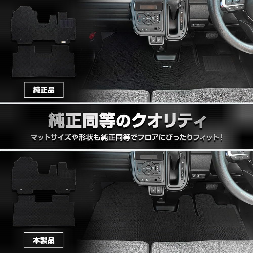 Yours Spacia Custom Gear Floor Mat 2-Piece Set [Color: Gray X Black/Red] [Heel Pad a Type] Front Rear Check Pattern Solid Heel Pad Garbage Dirt Cleaning Scratch Prevention Cover Protection Custom image number 6