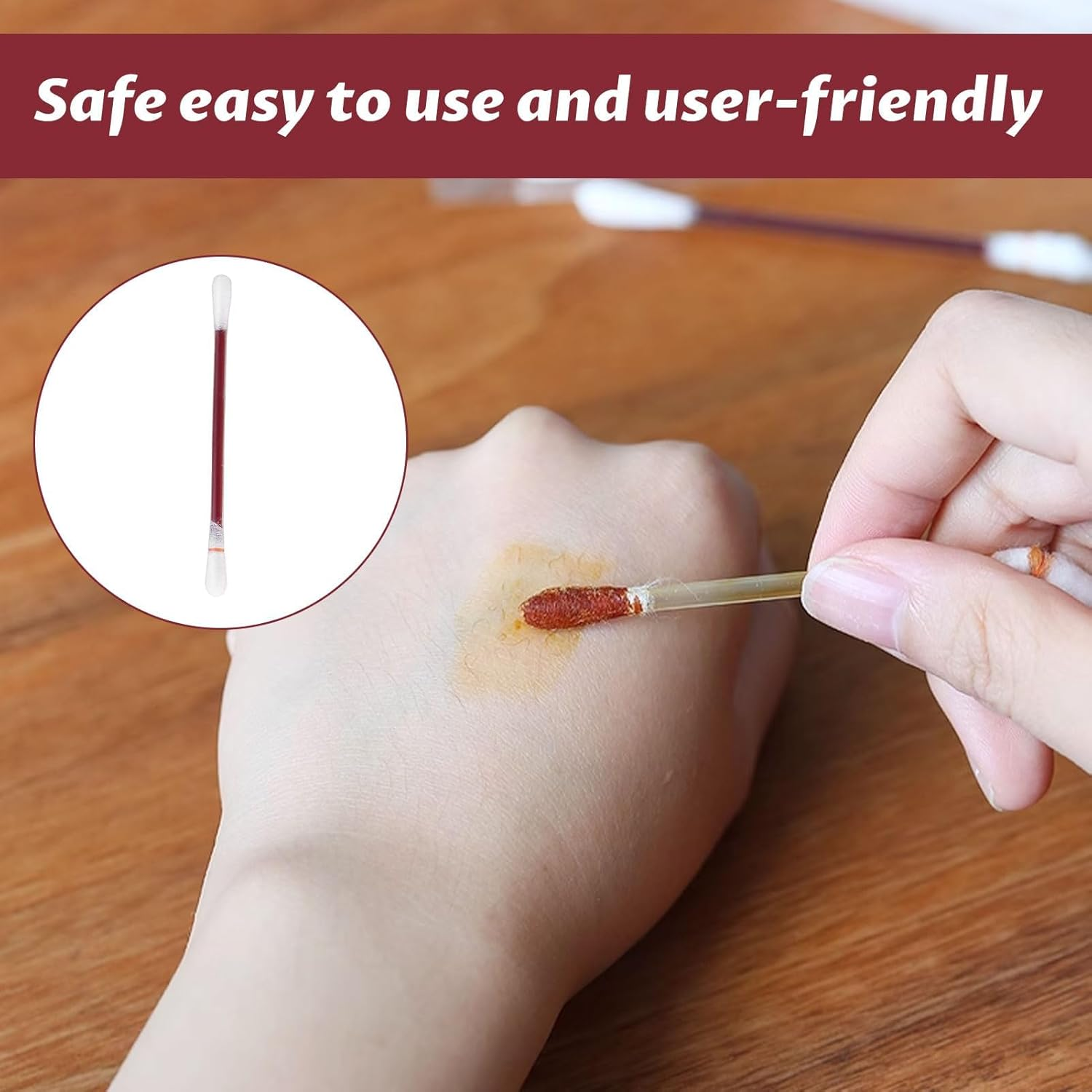 Cotton Lodine Swabs, 100Pcs Disposable Lodine Swab, Cotton Swabs, Lodophor Skin Disinfection Swab, Individually Wrapped for Nose Care, Ears Bruise, Disinfection Wound, Wound Care, Outdoor Supplies image number 1