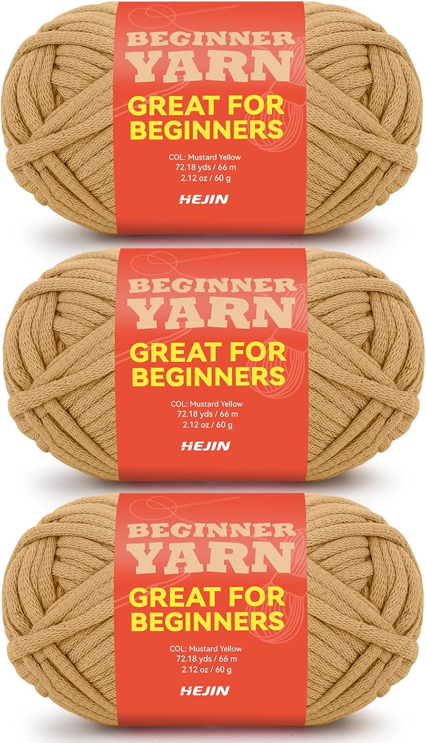 3X60G Yellow+Pink+Blue Yarn for Crocheting and Knitting;3X66M (72Yds) Cotton Yarn for Beginners with Easy-To-See Stitches;Worsted-Weight Medium #4;Cotton-Nylon Blend Yarn for Beginners Crochet Kit