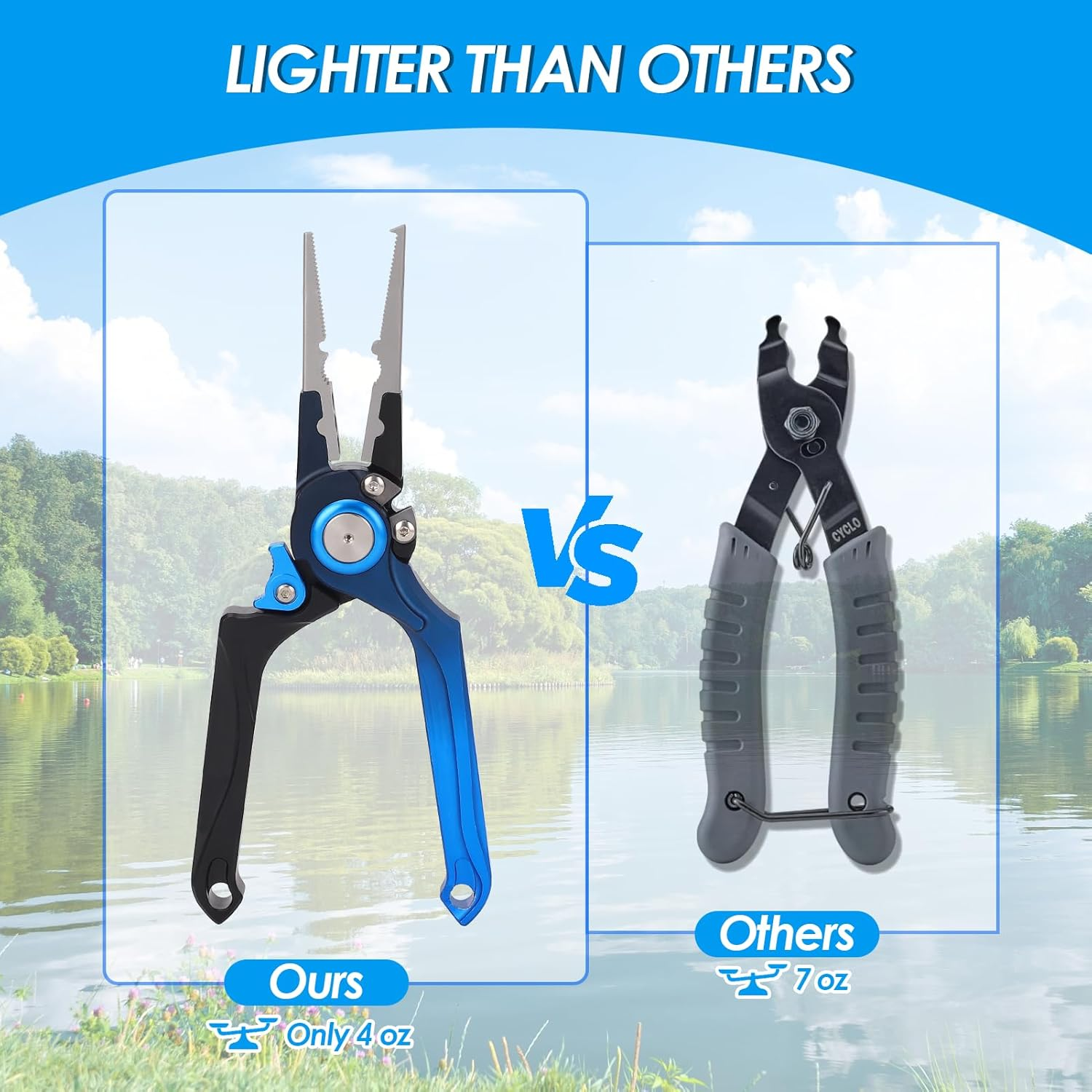 ZEMBSOYA Saltwater Fishing Pliers, Pliers Saltwater Braid with Split Ring, Fish Hook Remover, Saltwater Corrosion Resistant Coated Fishing Tool, Fishing Gear Gifts for Men image number 2