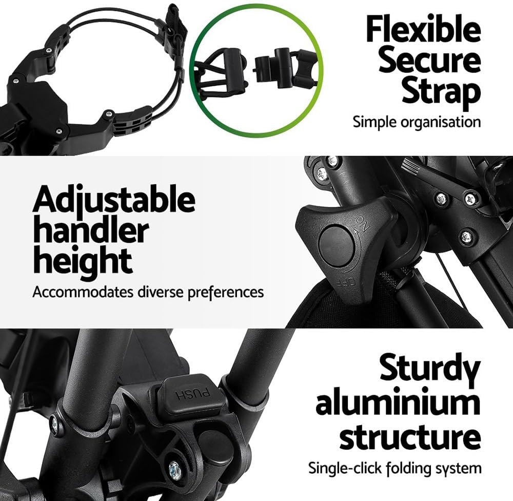 Everfit Golf Buggy Foldable Trolley Golf Cart Wheels Umbrella Bottle Holder image number 4