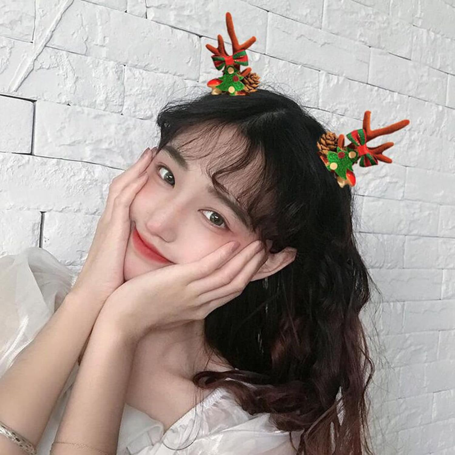 Christmas Hair Clips,Xmas Headbands Gifts,Accesorios Para El Cabello Hairpin New Year Christmas Antlers Children'S Cute Hair Band Photograph Photo Performance Headdress (Color : 714) image number 1