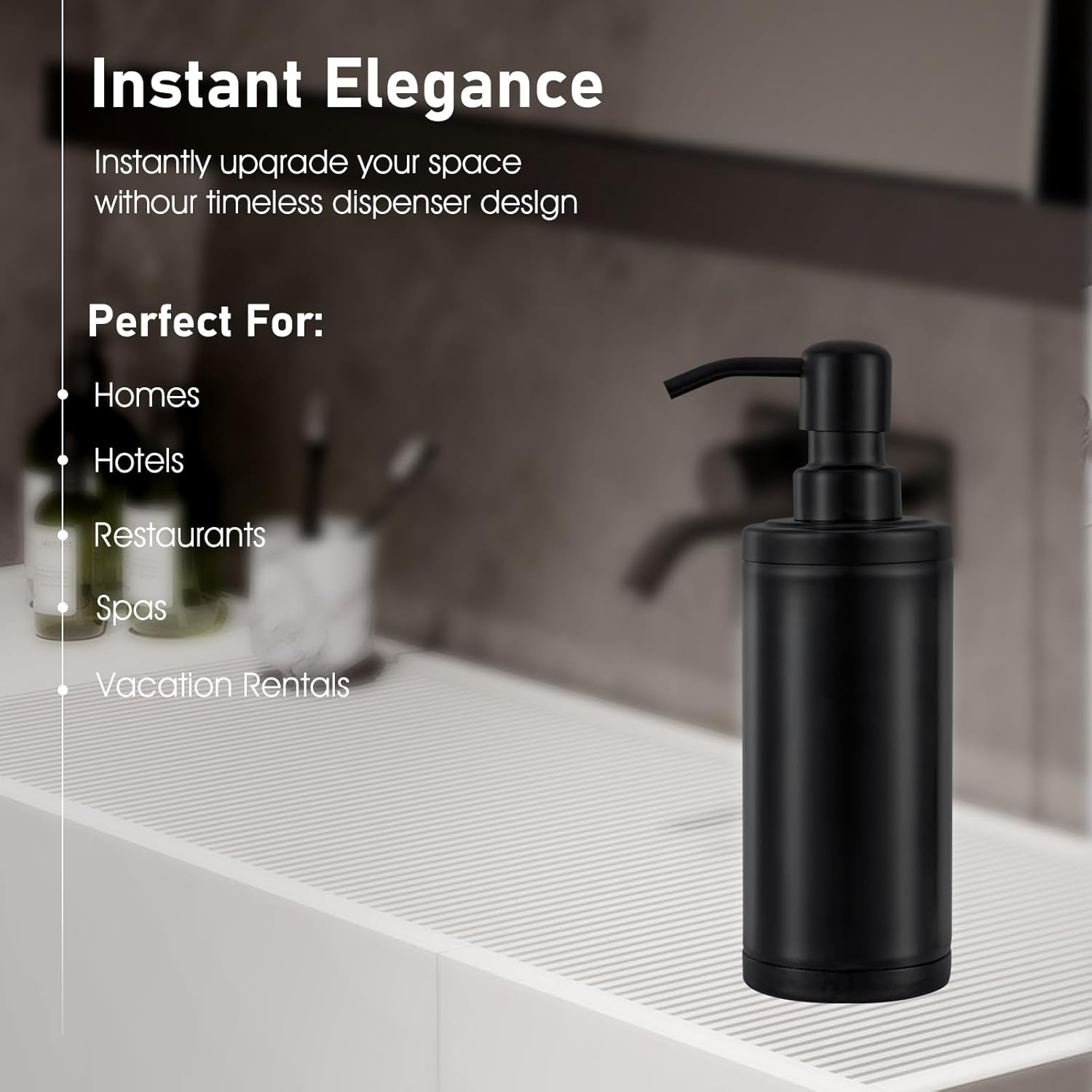 GAPPO Matte Black Soap Dispenser Stainless Steel Metal Pump Hand Lotion Bottle for Bathroom, Bedroom and Kitchen image number 6