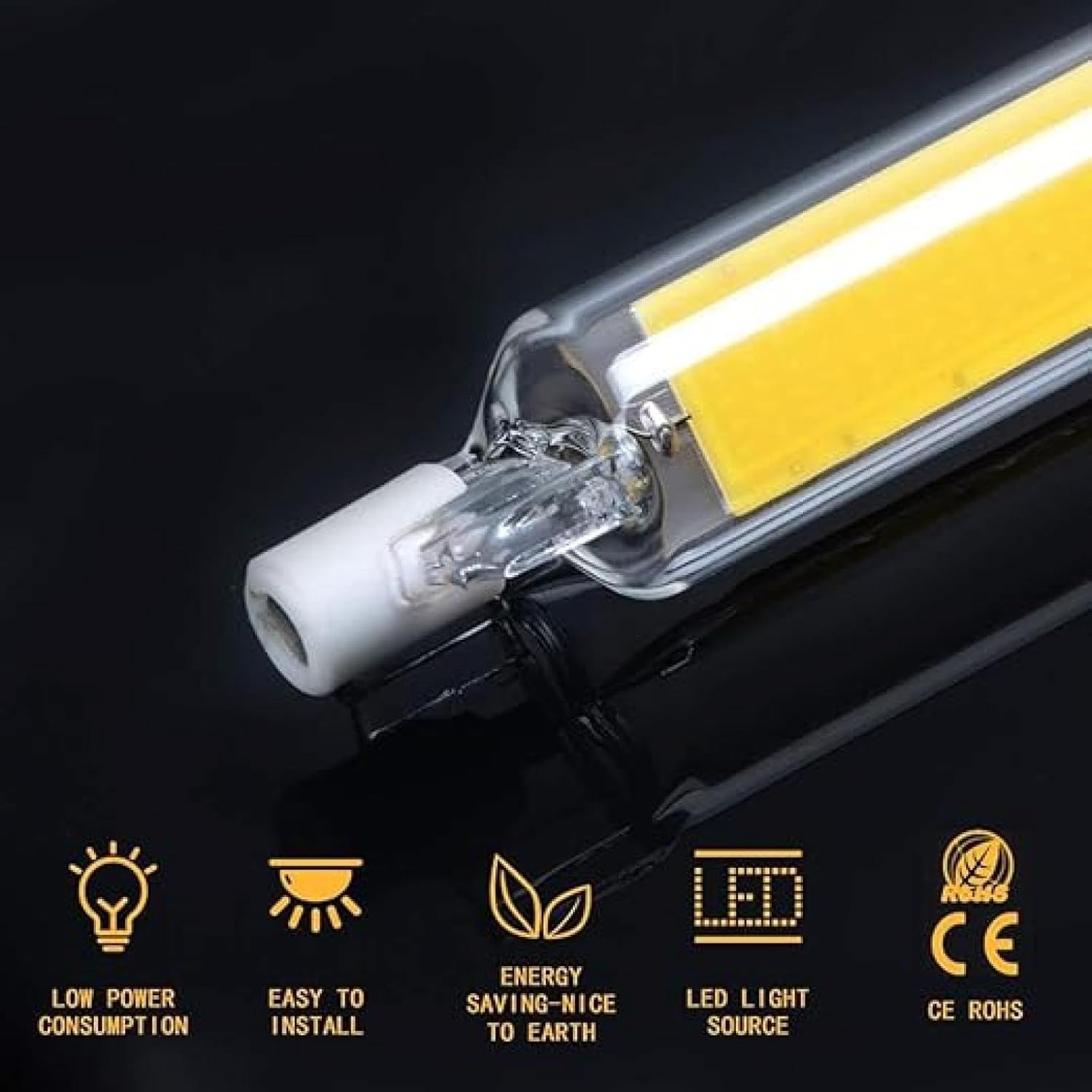 Lumetheus High Brightness LED R7S Glass Tube COB Lamp - 10W/20W, 78Mm/118Mm/189Mm Double End Replacement for Halogen Lamps 1Pcs-118Mm-20W-Warmlight