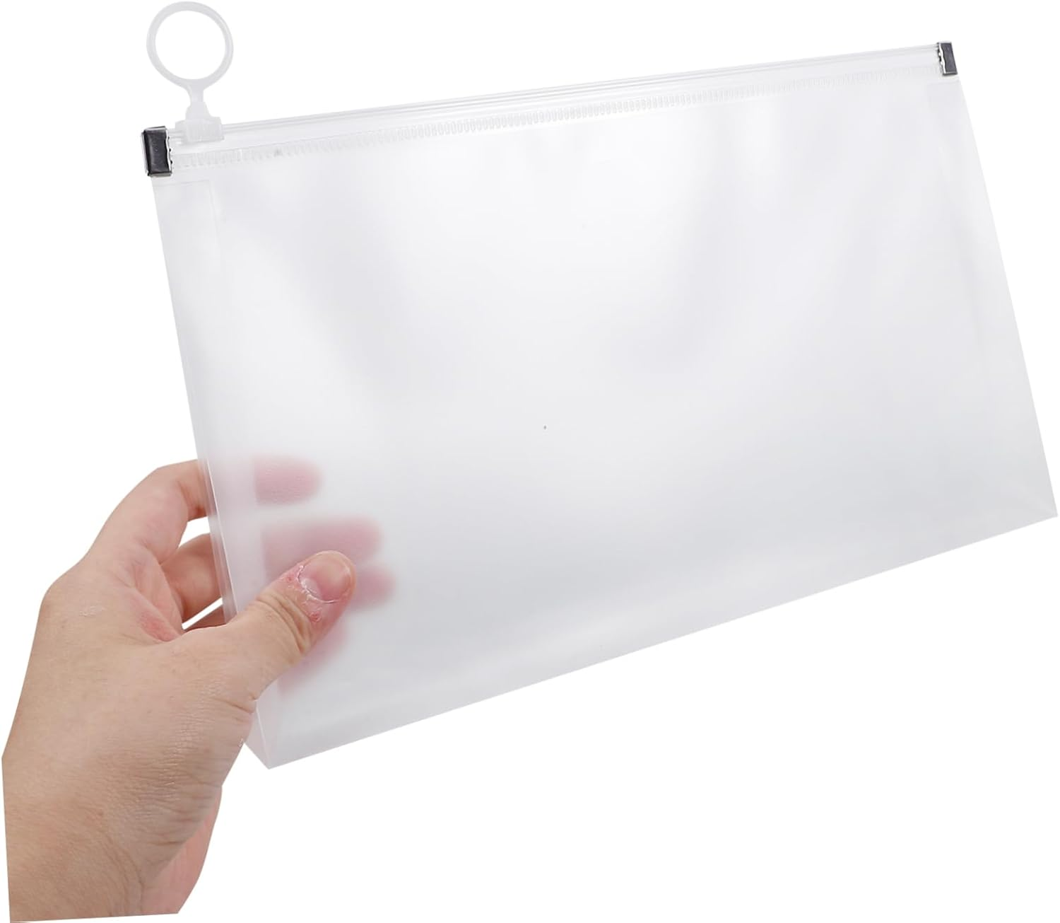 GARIOUANS Zipper File Storage Bags B5 Size Receipt Organizer Pouches with Zipper Money Bags for Cash Document Holder Set of 4 Frosted White Edge for Office and Travel