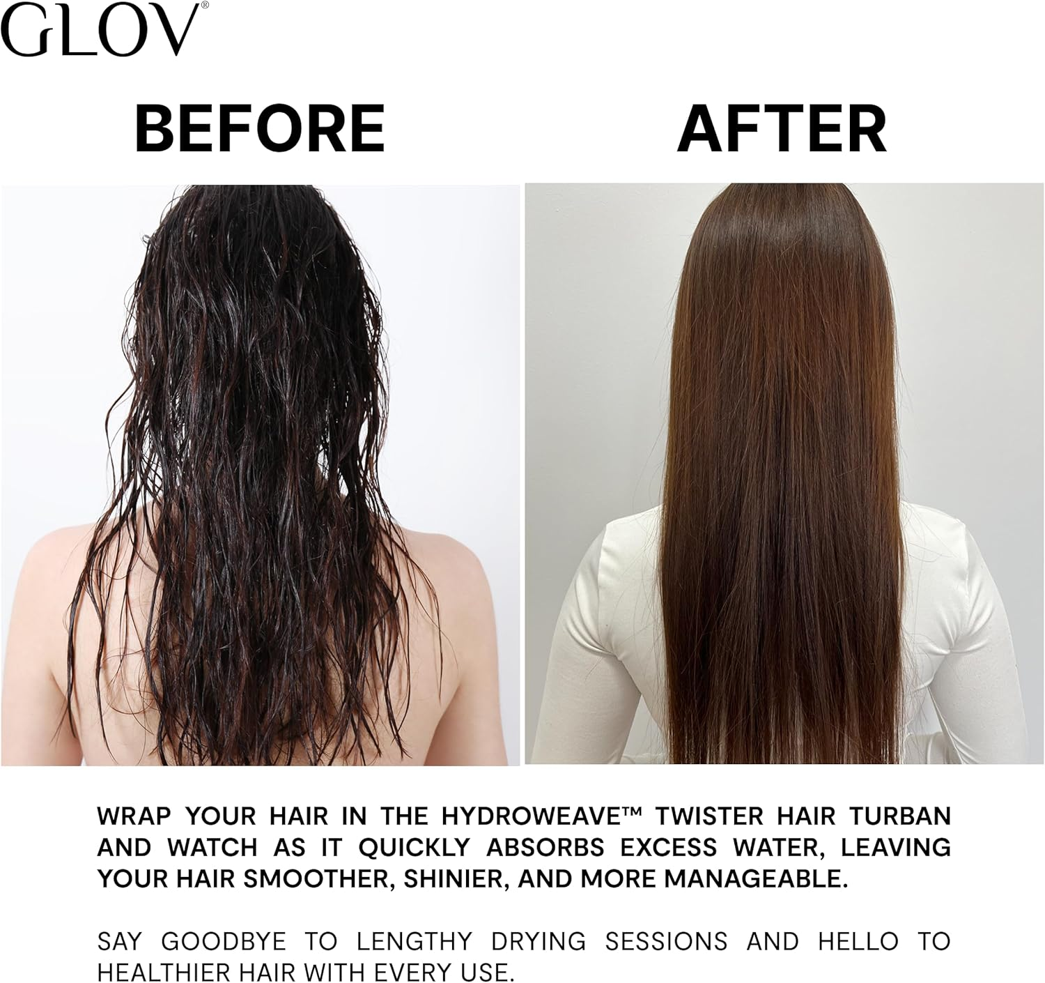 Glov Hydroweave Twister Hair Turban White Quick Drying Moisture Absorbing Frizz Reducing Elastic Versatile for All Hair Types Easy Care Gentle and Safe image number 4