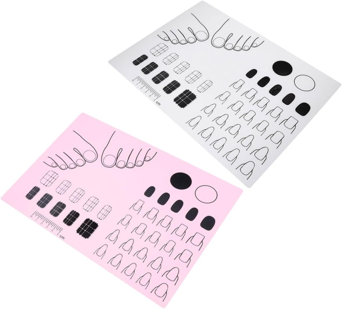 ERINGOGO 2Pcs Reusable Silicone Nail Art Practice Mat Lightweight Washable Manicure Cushion for Beginners Nail Color Mixing and Stamping Home and Salon Use image number 4