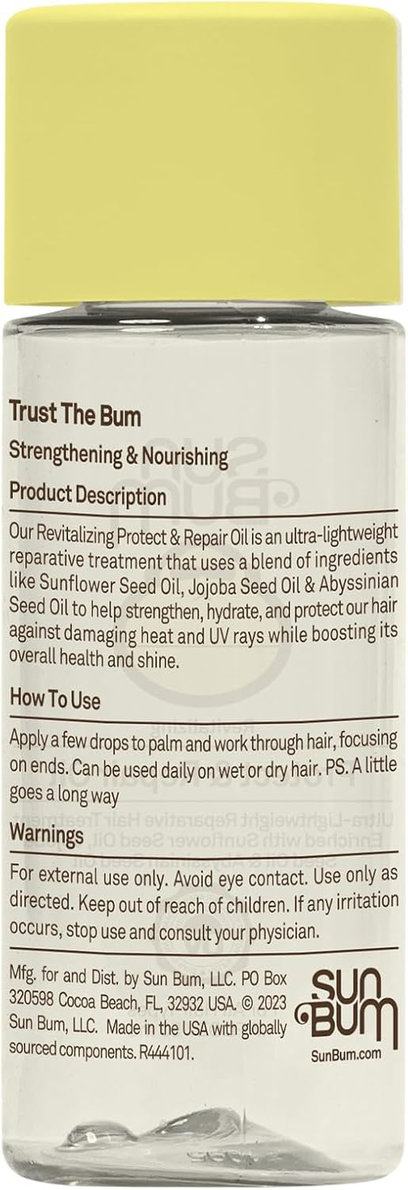 Sun Bum Revitalizing Protect and Repair Hair Oil - Light-Weight Hair Care Treatment - Strengthen and Hydrates - UV Protection against Heat Damage and Sun Rays - Enriched with Jojoba Oil - 50 Ml image number 4