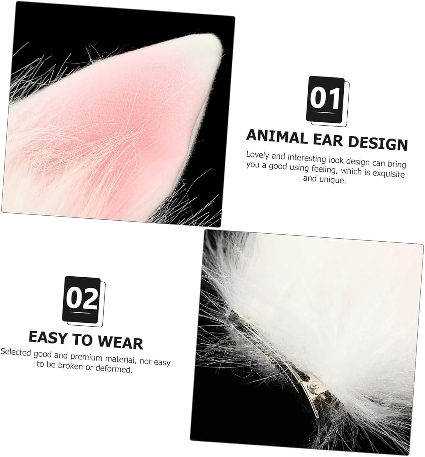 Fluffy Bunny Ear Hair Clip-White Rabbit Ears for Easter, Halloween, and Cosplay Costume Accessories for Bunny Girls and Women image number 4