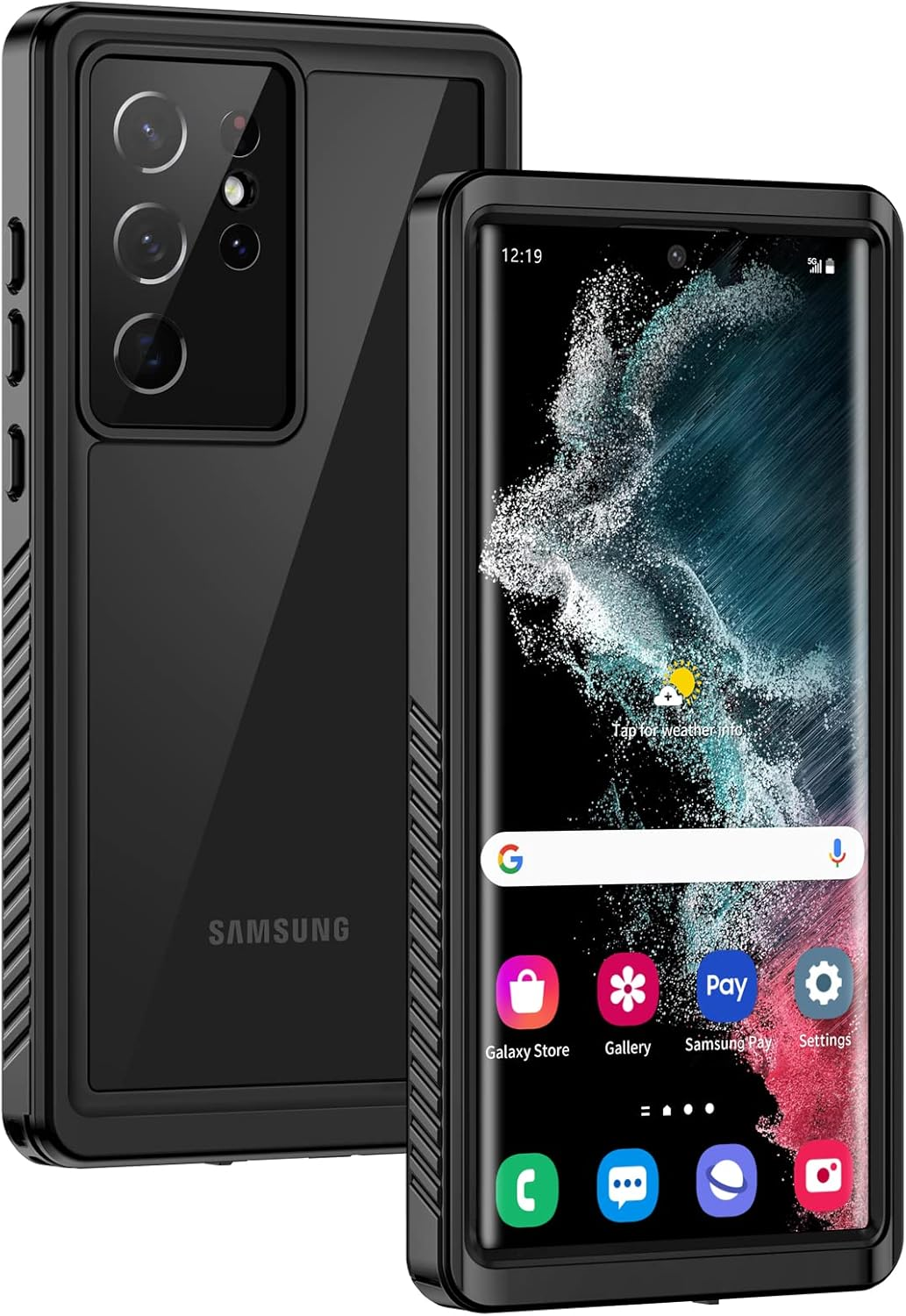 Lanhiem for Samsung Galaxy S22 Ultra Case IP68 Waterproof Dustproof Shockproof Case with Built-In Screen Protector, Full Body Underwater Protective Cover for Galaxy S22 Ultra 5G 6.8 Inch, Black/Clear image number 1