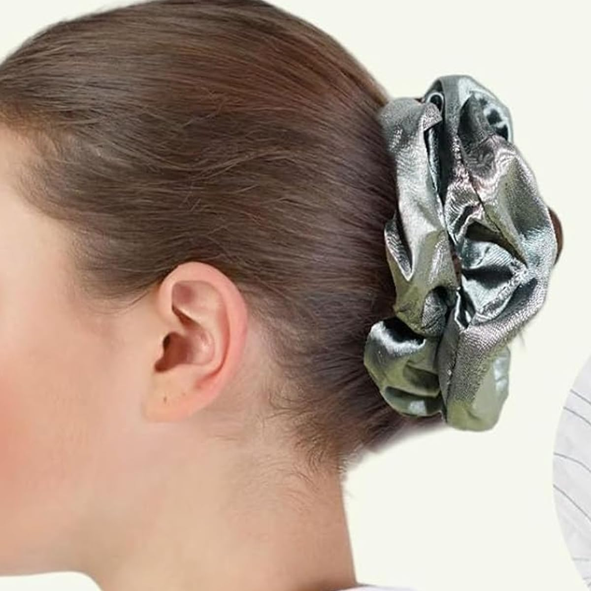 Hoite Satin Green Silk Hair Scrunchie - Heat Free Night Hair Curler for Long Thin Hair Soft Hairband No Snag (Pastel Style)