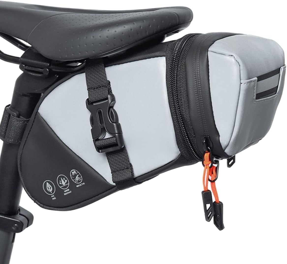 Bike Seat Bag, Waterproof Bicycle Saddle Bag, Expandable Capacity Cycling under Seat Pouch 1.5-2L, Bike Seat Pack for Mountain Road Bikes and Commuter
