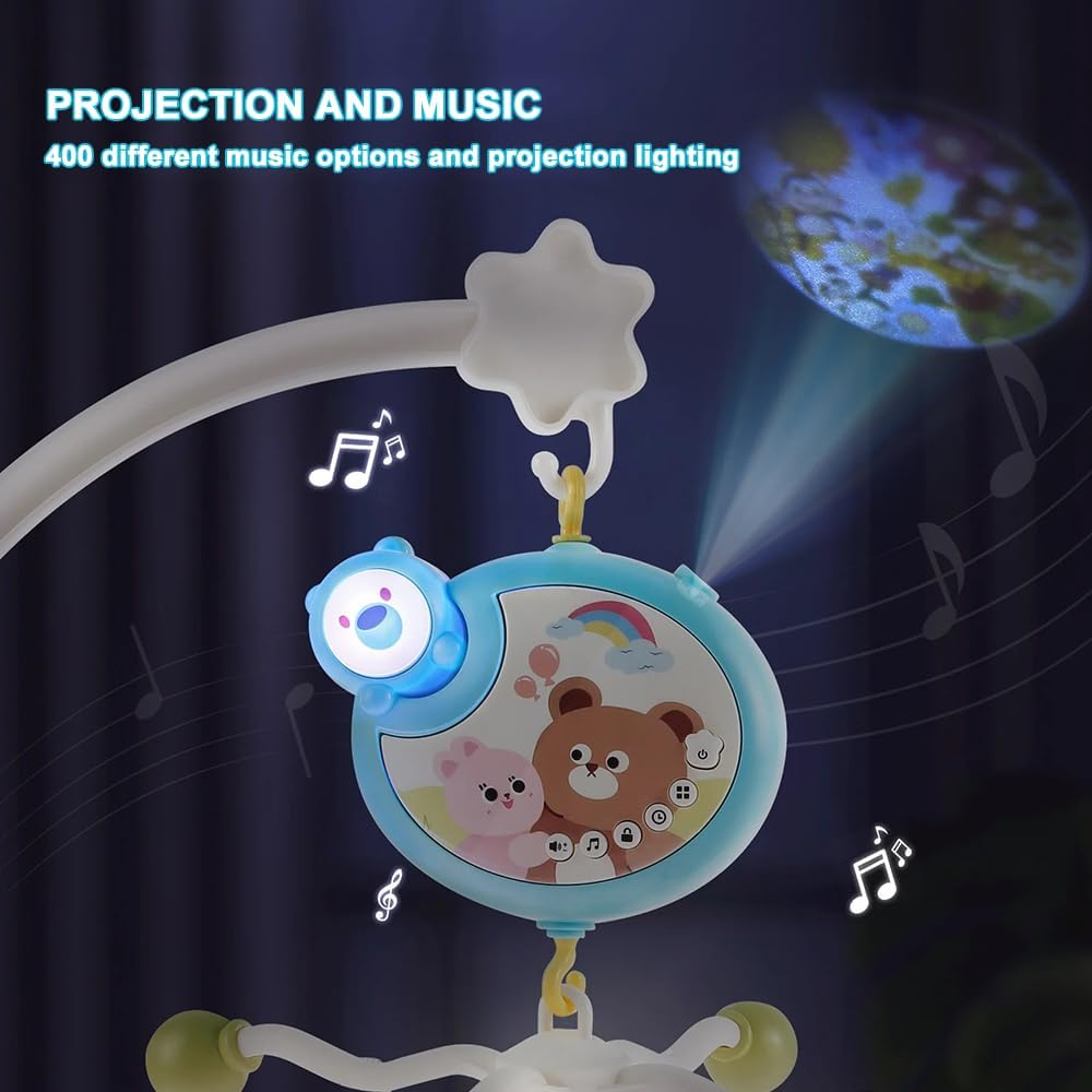 Baby Mobile for Crib, Crib Mobiles with Music and Lights, Nursery Musical Mobile for Bassinets Toys Hanging Girls Boys, Musical Mobile Arm for Pack and Play, Space Portable Animal Mobile Clip On image number 4