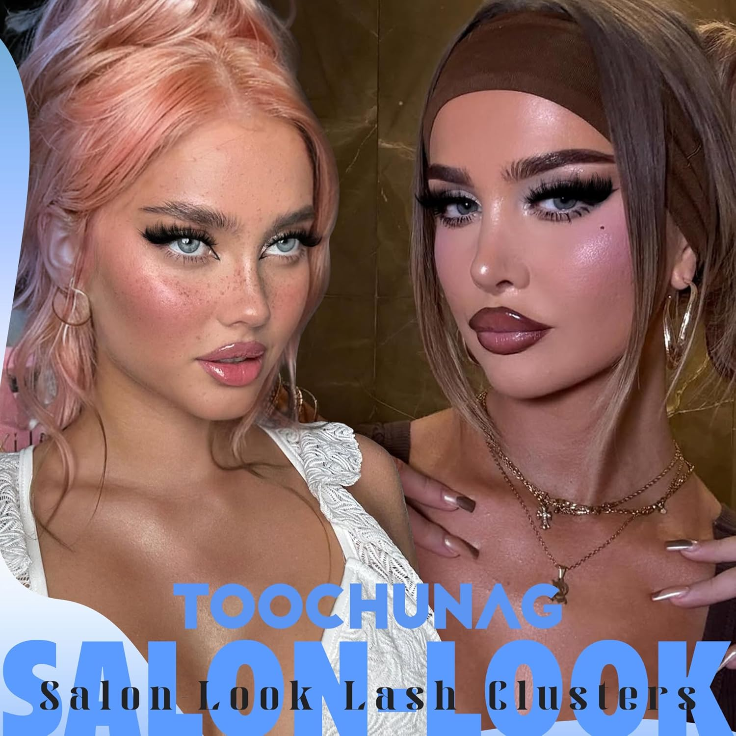 Fluffy Lash Clusters 60D+80D Thick Eyelash Clusters D Curl Wispy Individual Lashes 10-18Mm Cluster Eyelash Extensions 280Pcs False Eyelashes DIY Flat Lash Extension by TOOCHUNAG image number 2