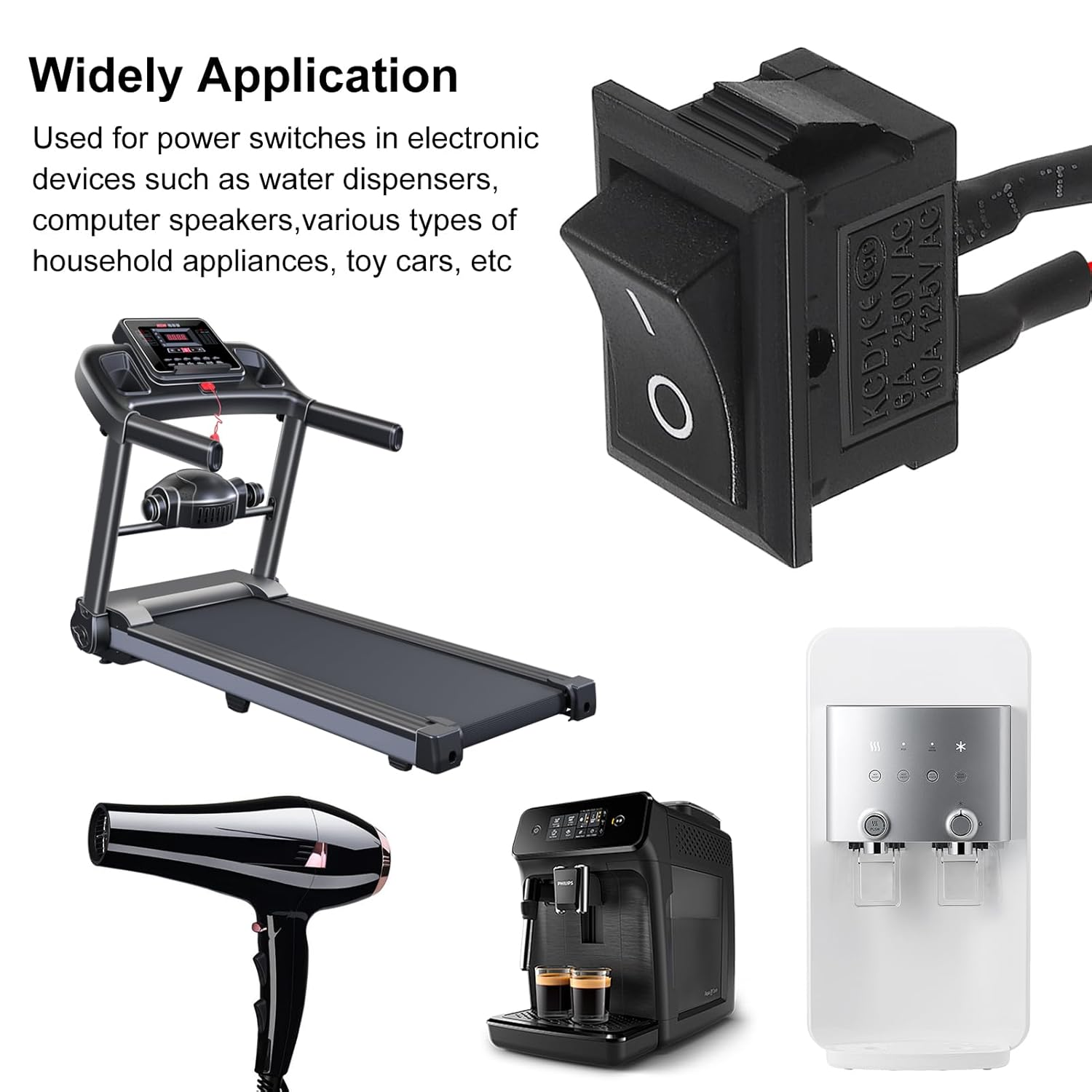 10Pcs KCD1-01 On/Off Pre-Wired 2-Pin Snap 10A/125V, 6A/250V Boat Rocker Switch image number 4